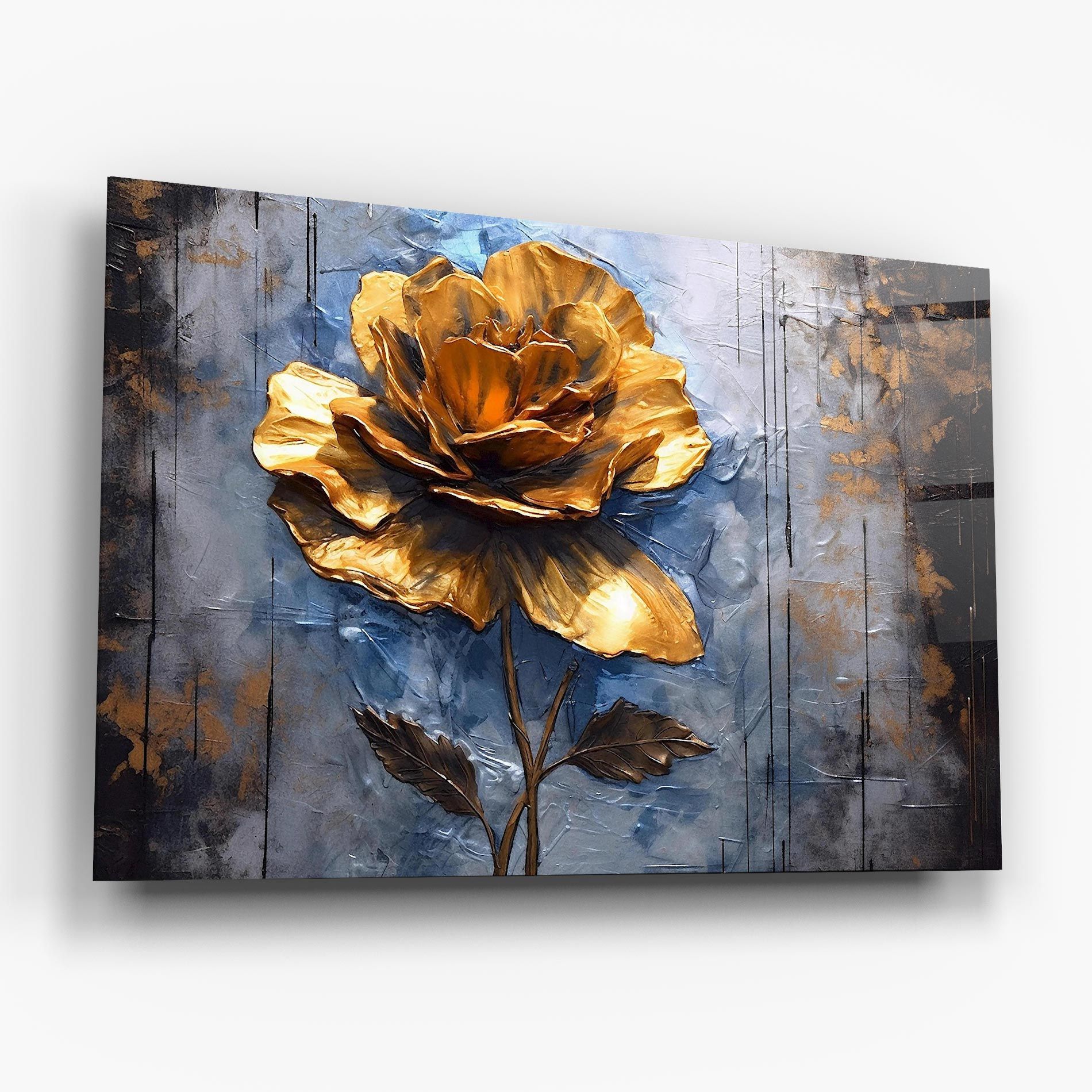 Golden Rose Art On Blue mockup 6