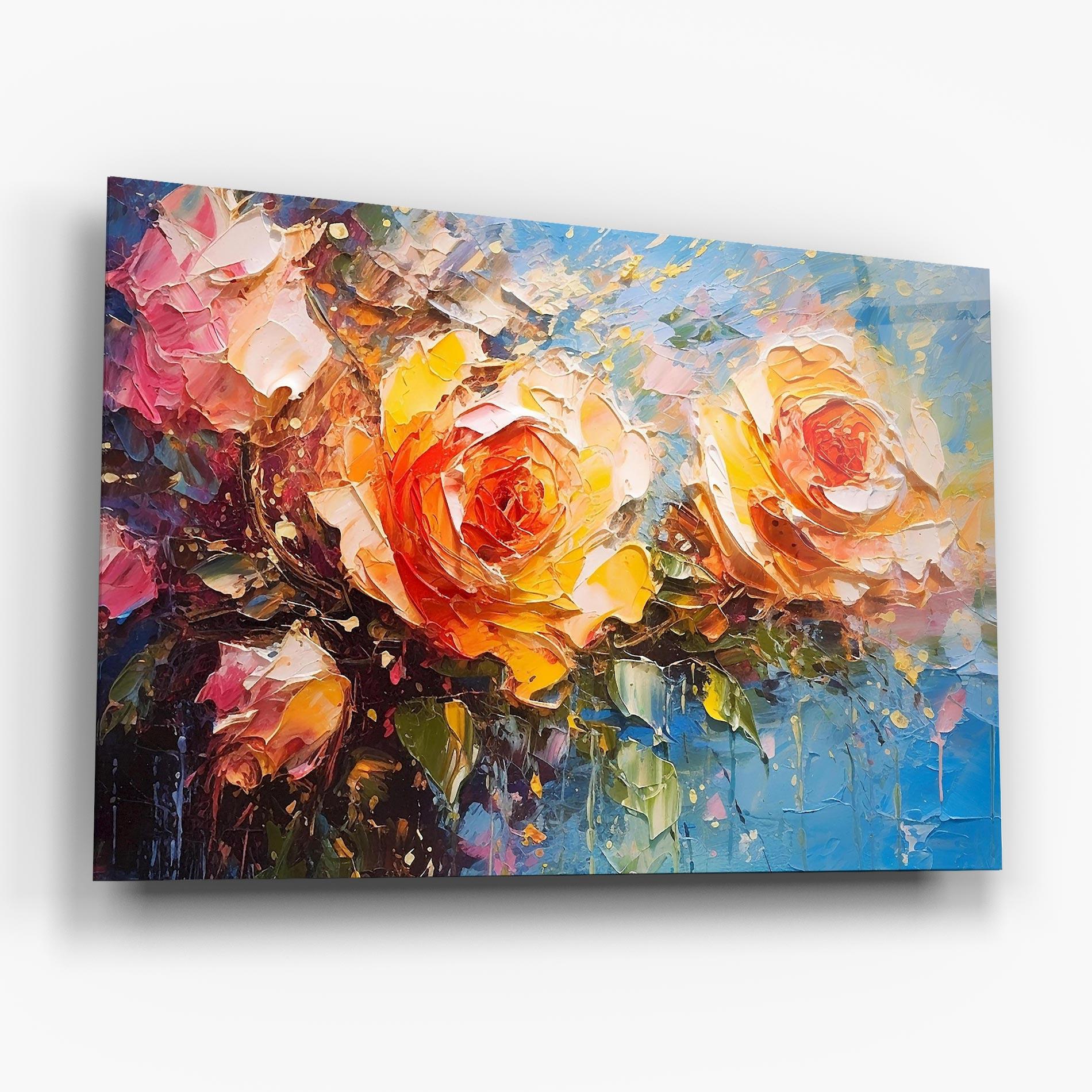 Üvegkép Orange Roses Painting mockup 6