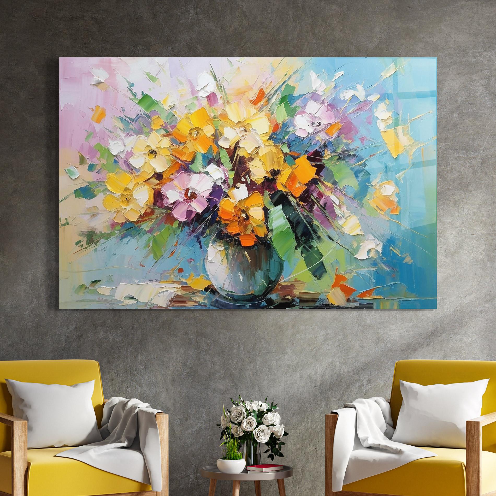Üvegkép Colorfull Flowers Painting mockup 4