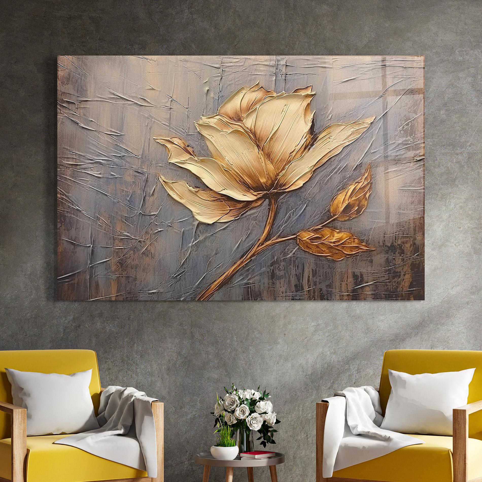 Üvegkép Cream Rose On Blue mockup 4