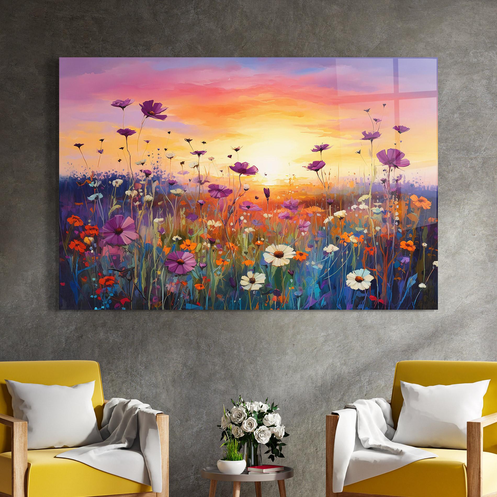 Üvegkép Dreamy Field Flowers mockup 4