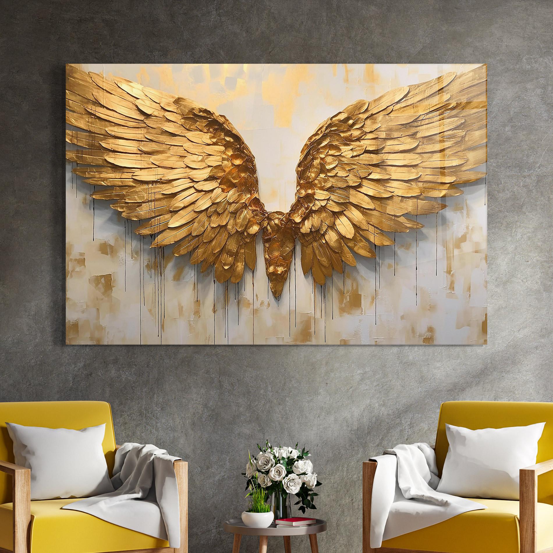 Üvegkép Golden Wings Art mockup 4
