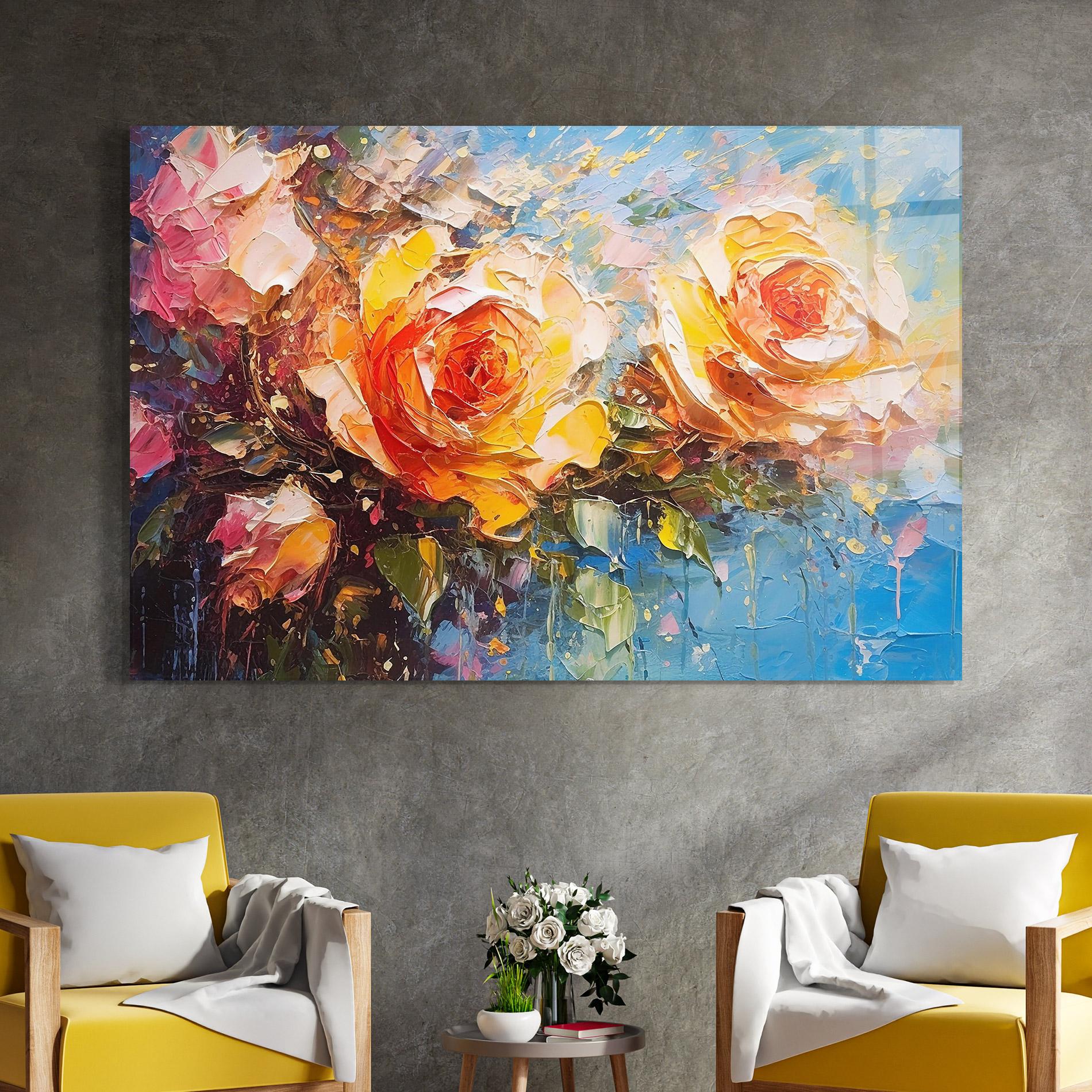 Üvegkép Orange Roses Painting mockup 4