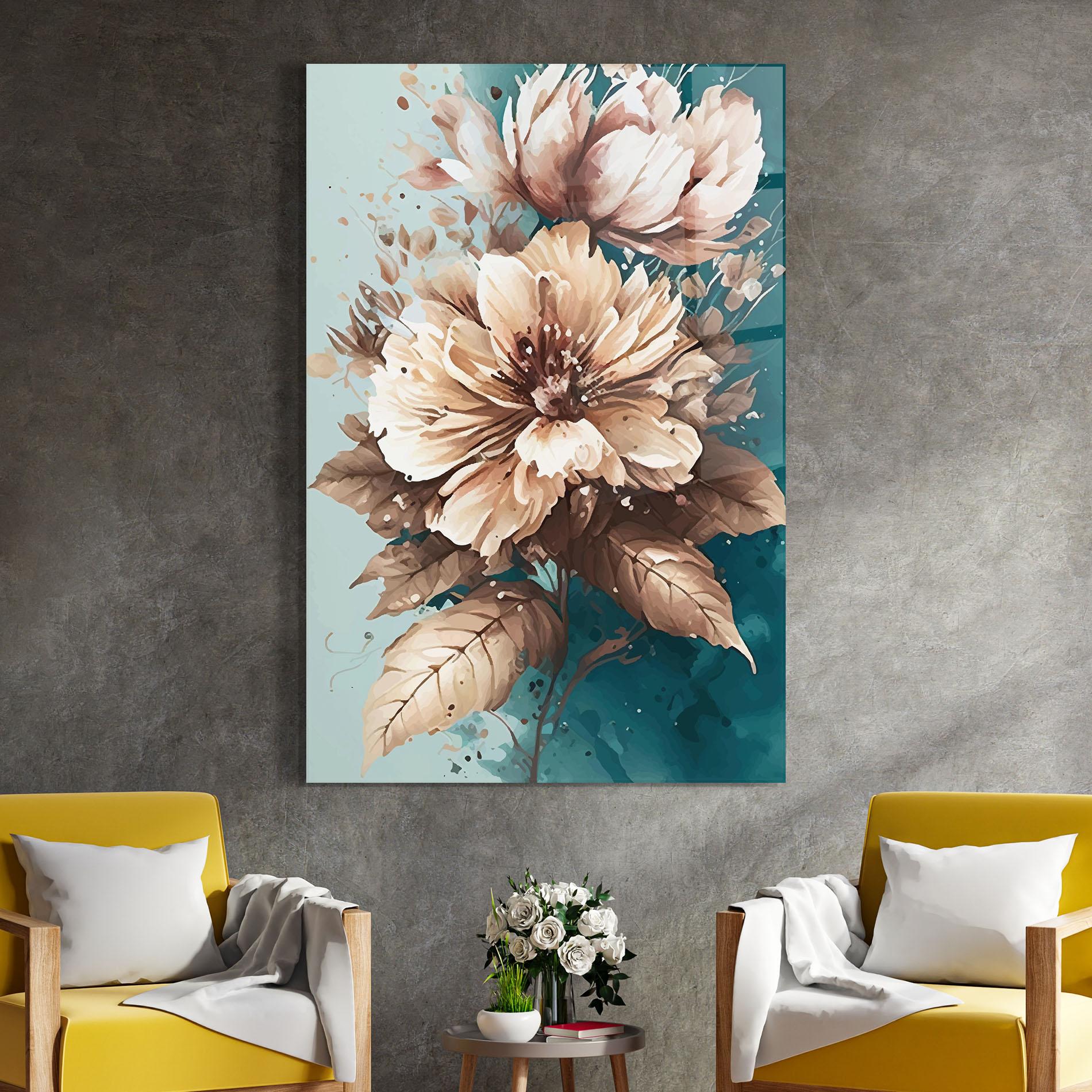 Üvegkép Flower Green Watercolor mockup 4