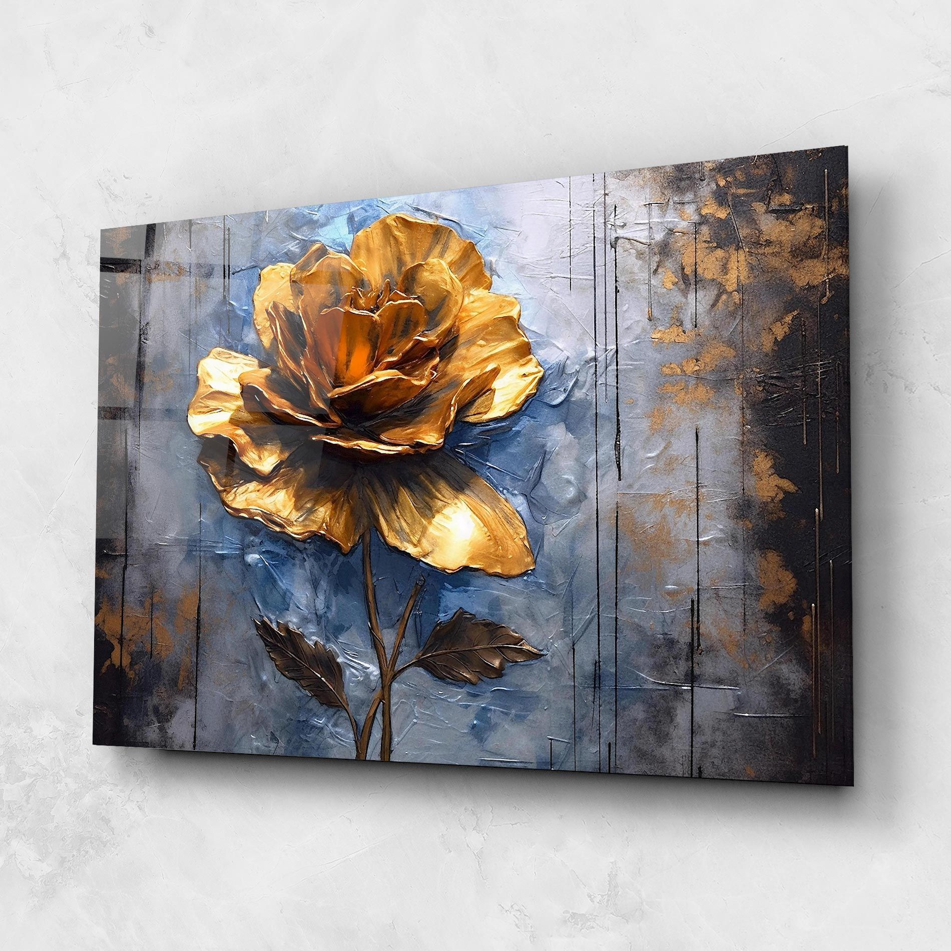 Golden Rose Art On Blue mockup 1