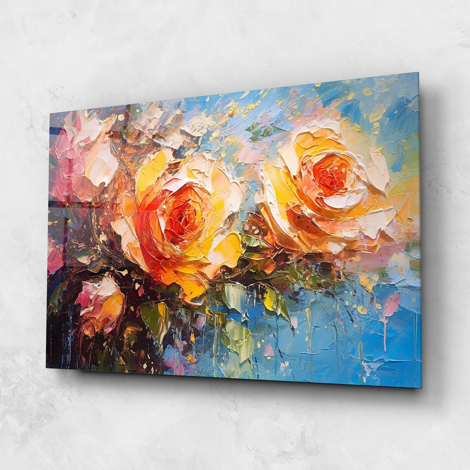 Üvegkép Orange Roses Painting mockup 1