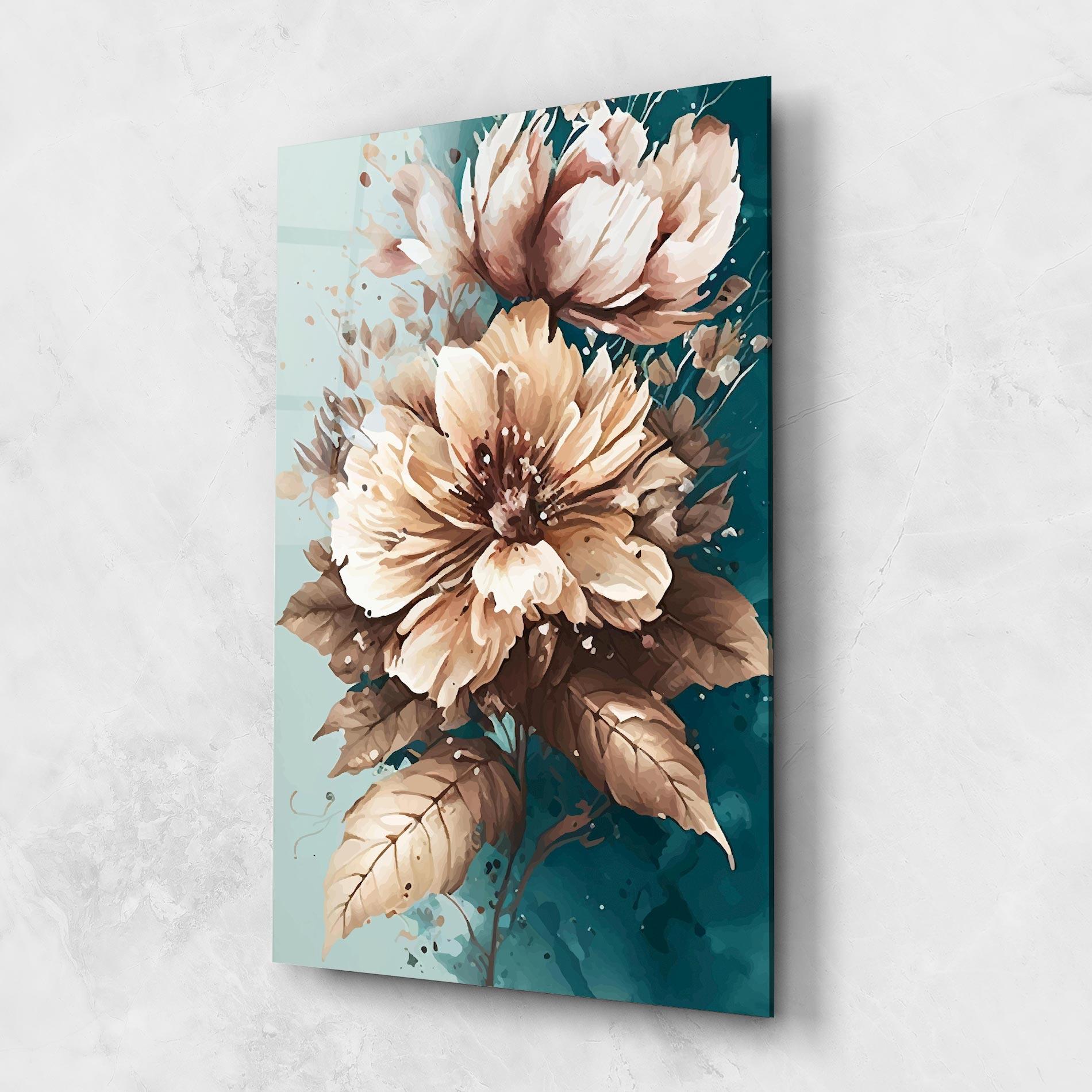 Üvegkép Flower Green Watercolor mockup 1