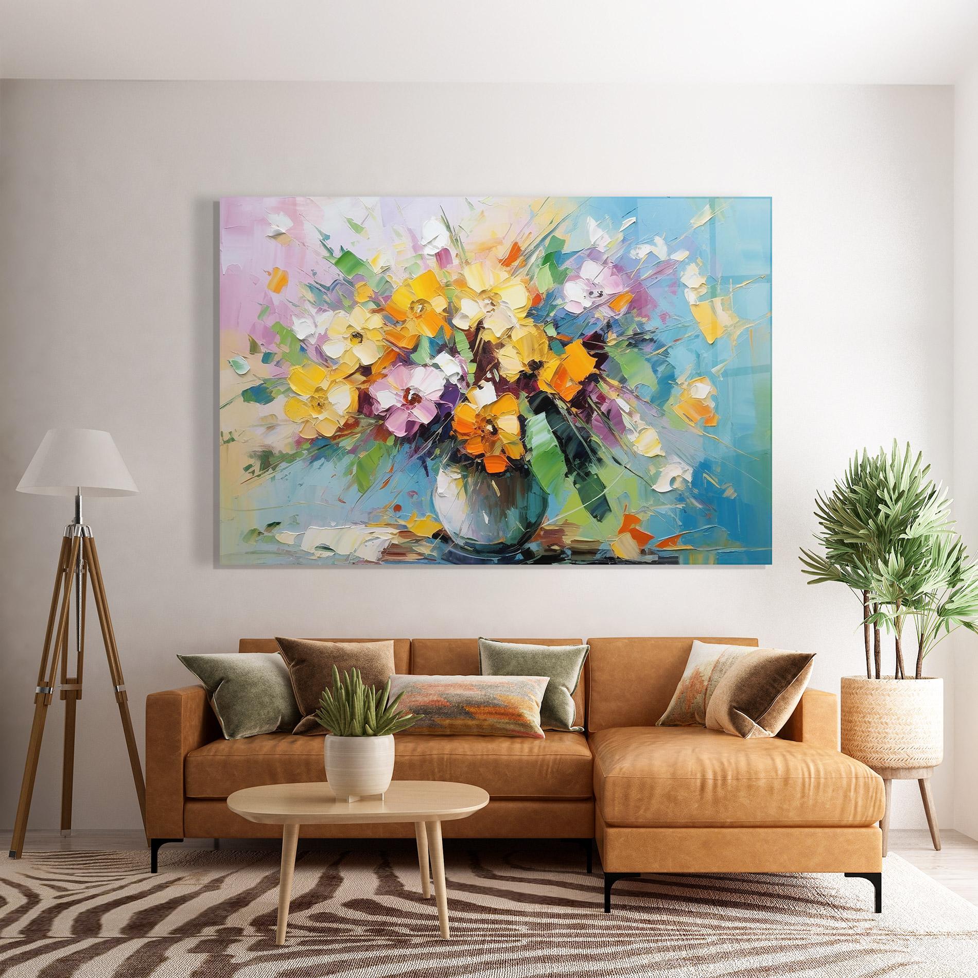 Üvegkép Colorfull Flowers Painting mockup 7