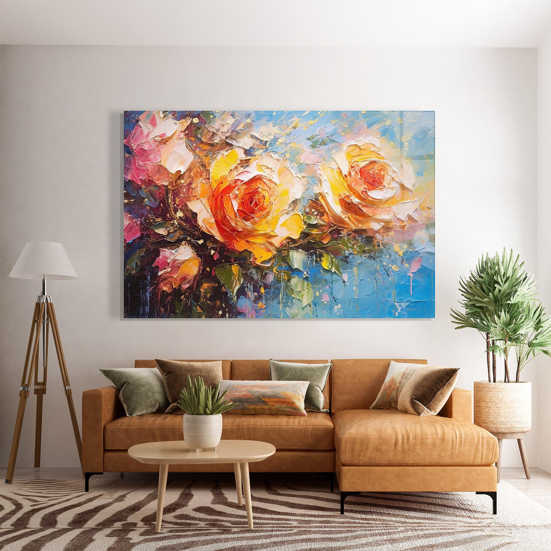 Üvegkép Orange Roses Painting mockup 7