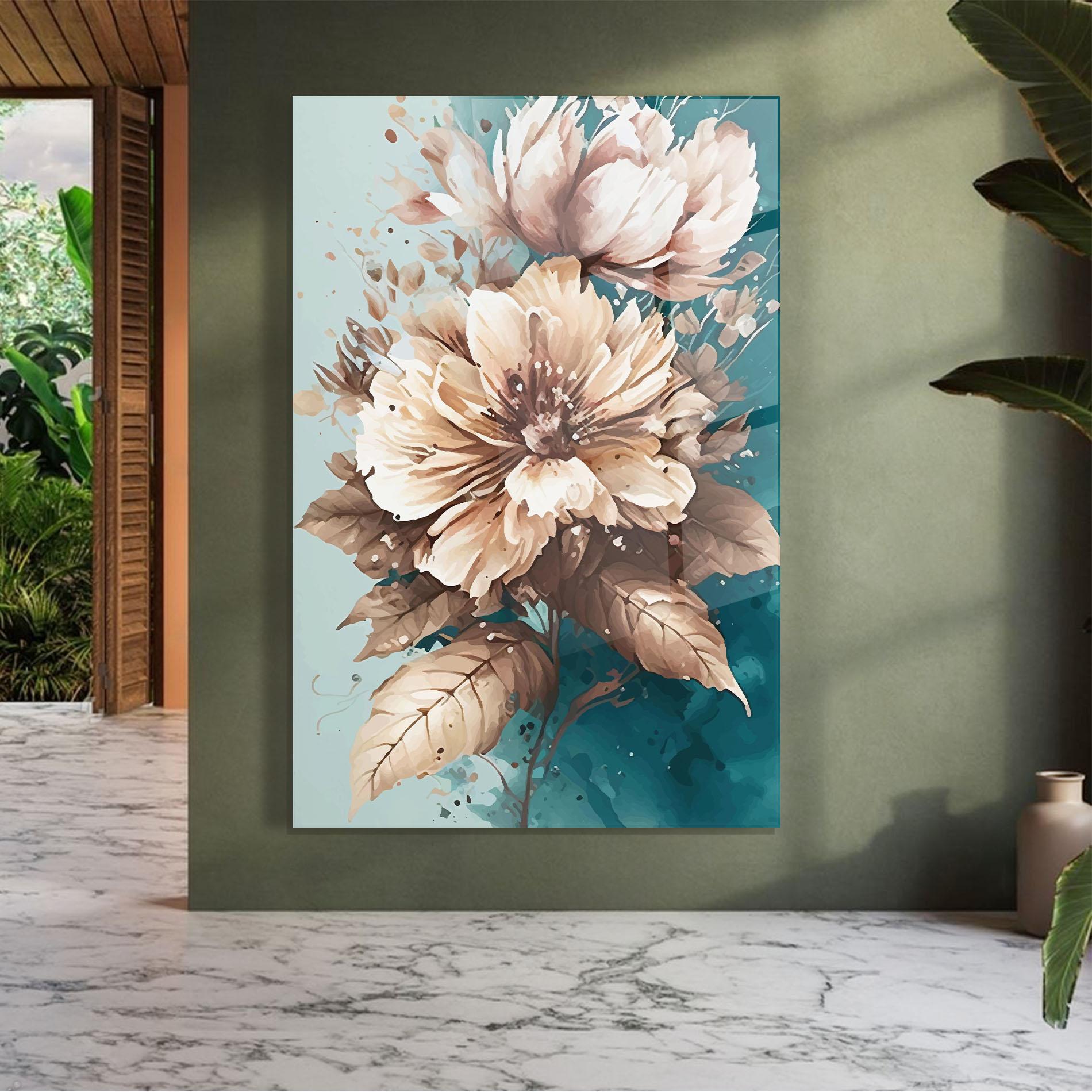 Üvegkép Flower Green Watercolor mockup 7