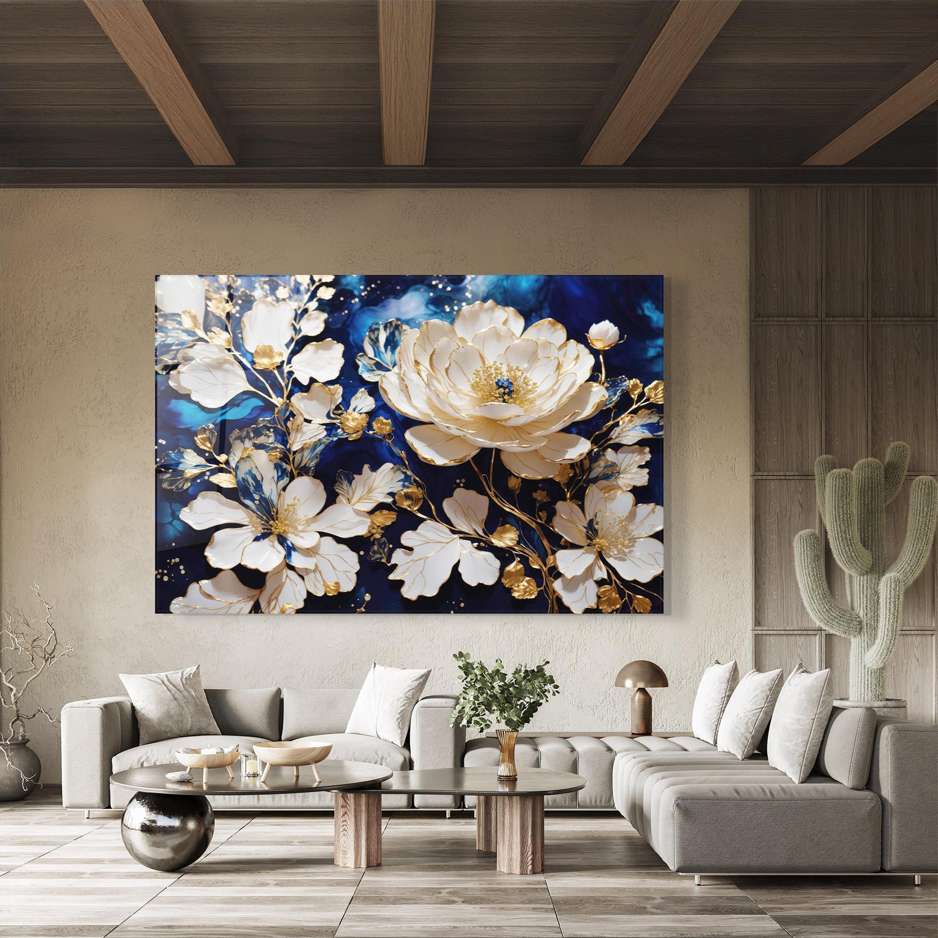 Üvegkép Beautiful Golden White Rose mockup 8