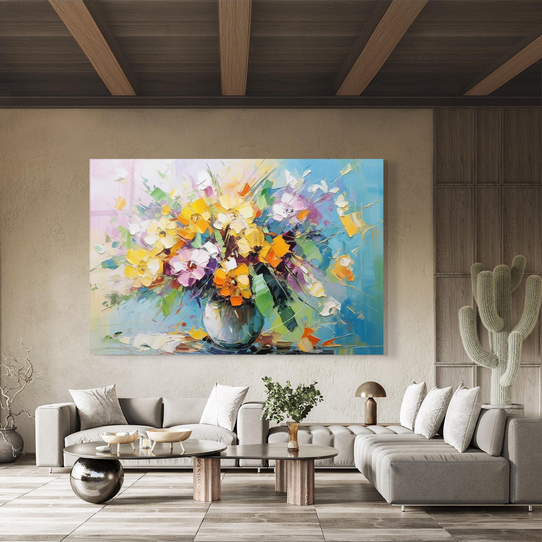 Üvegkép Colorfull Flowers Painting mockup 8