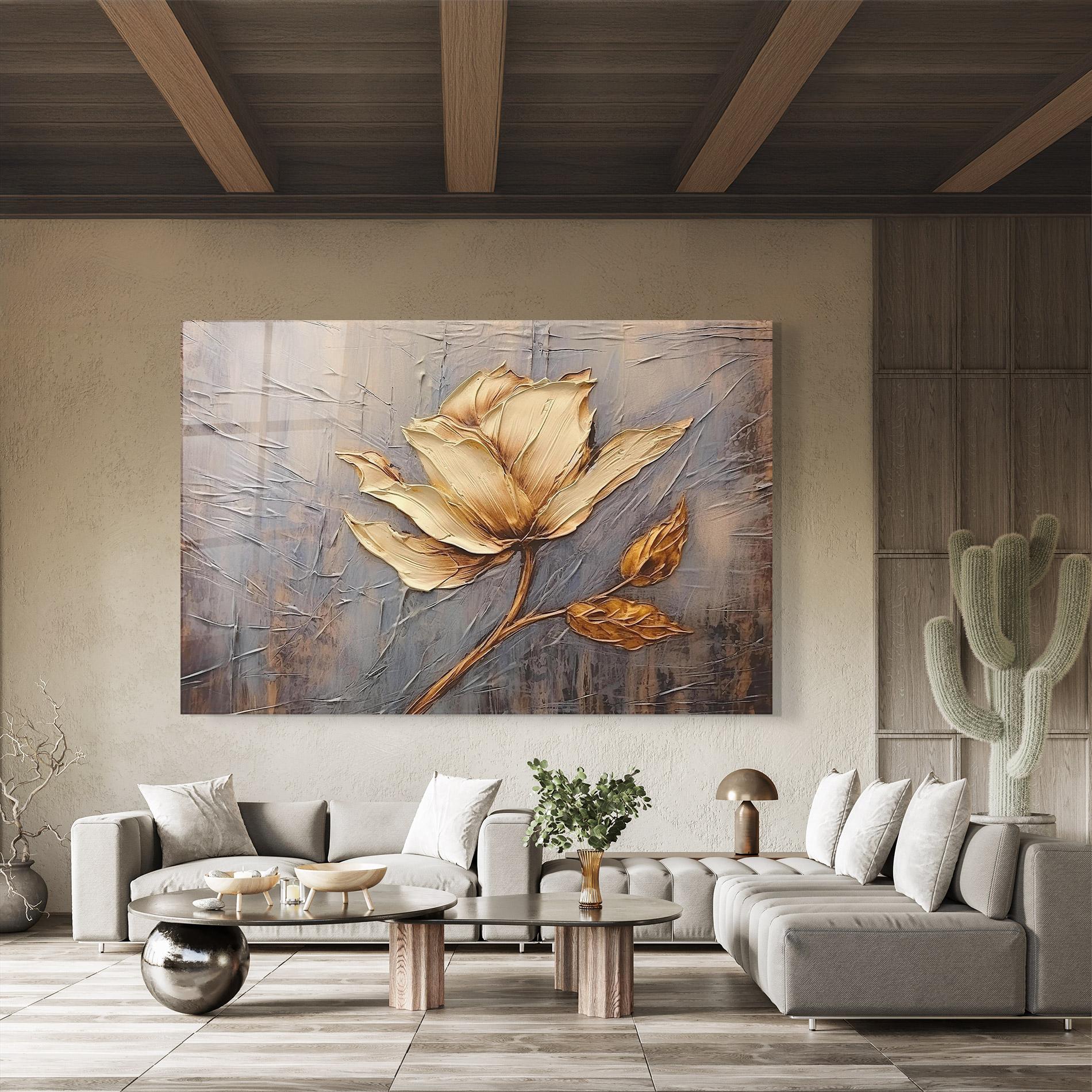 Üvegkép Cream Rose On Blue mockup 8