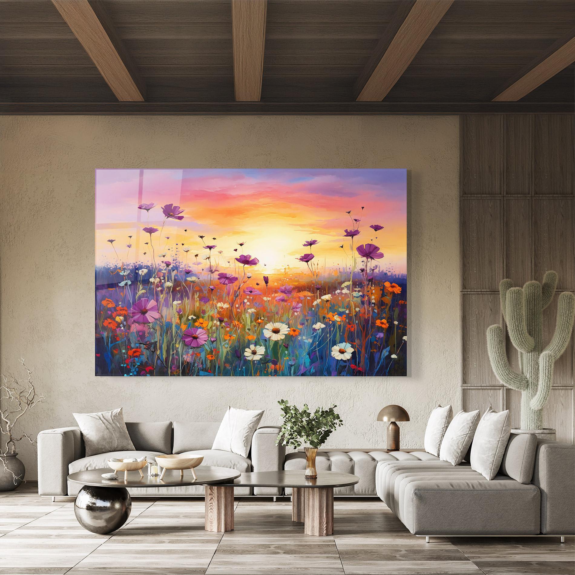 Üvegkép Dreamy Field Flowers mockup 8