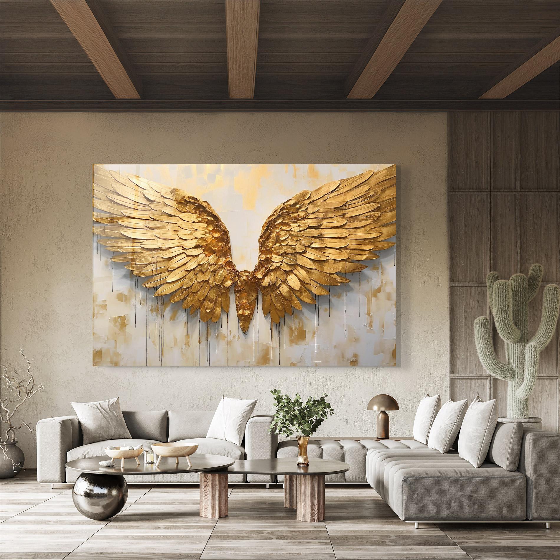 Üvegkép Golden Wings Art mockup 8