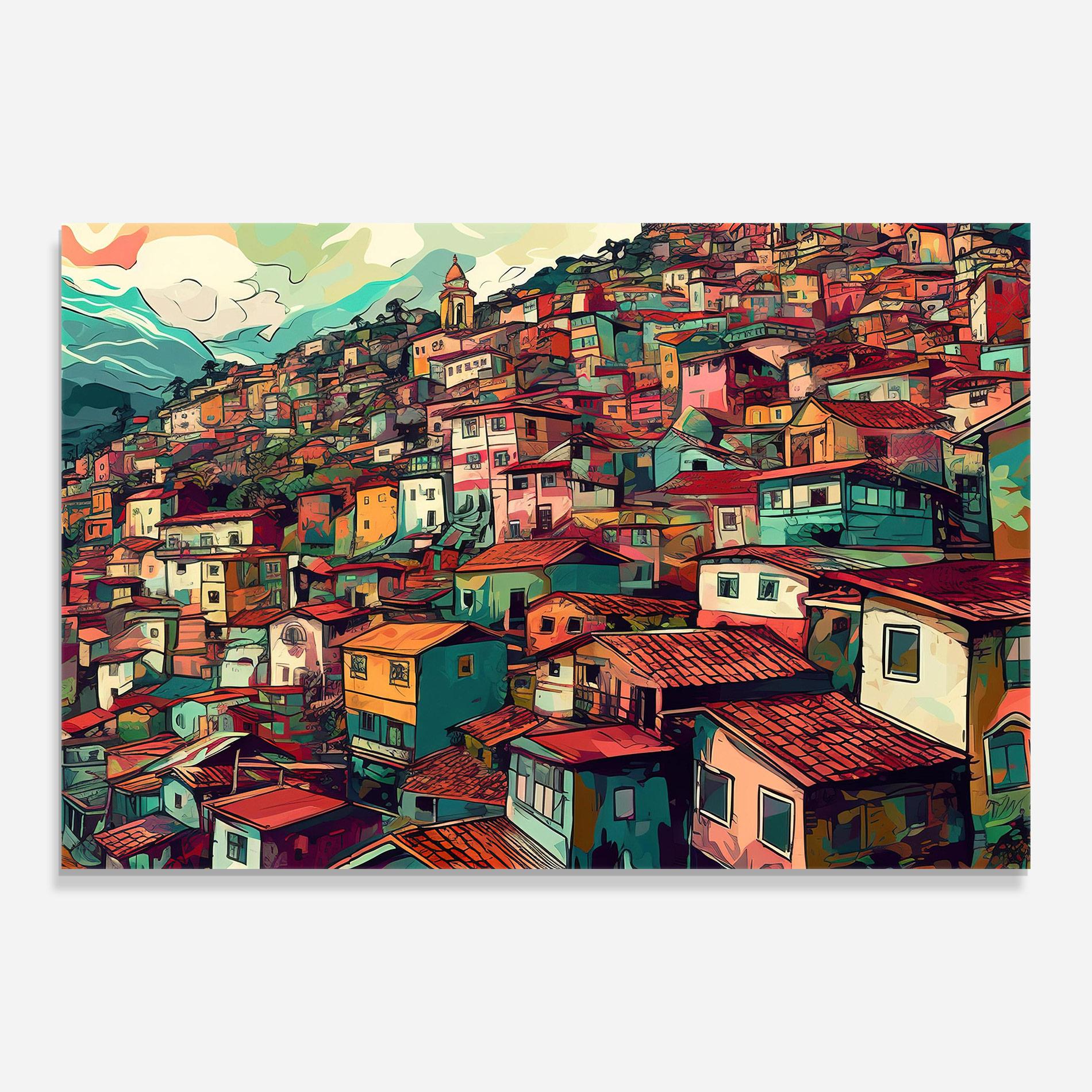 Üvegkép Old Houses Morning mockup 0