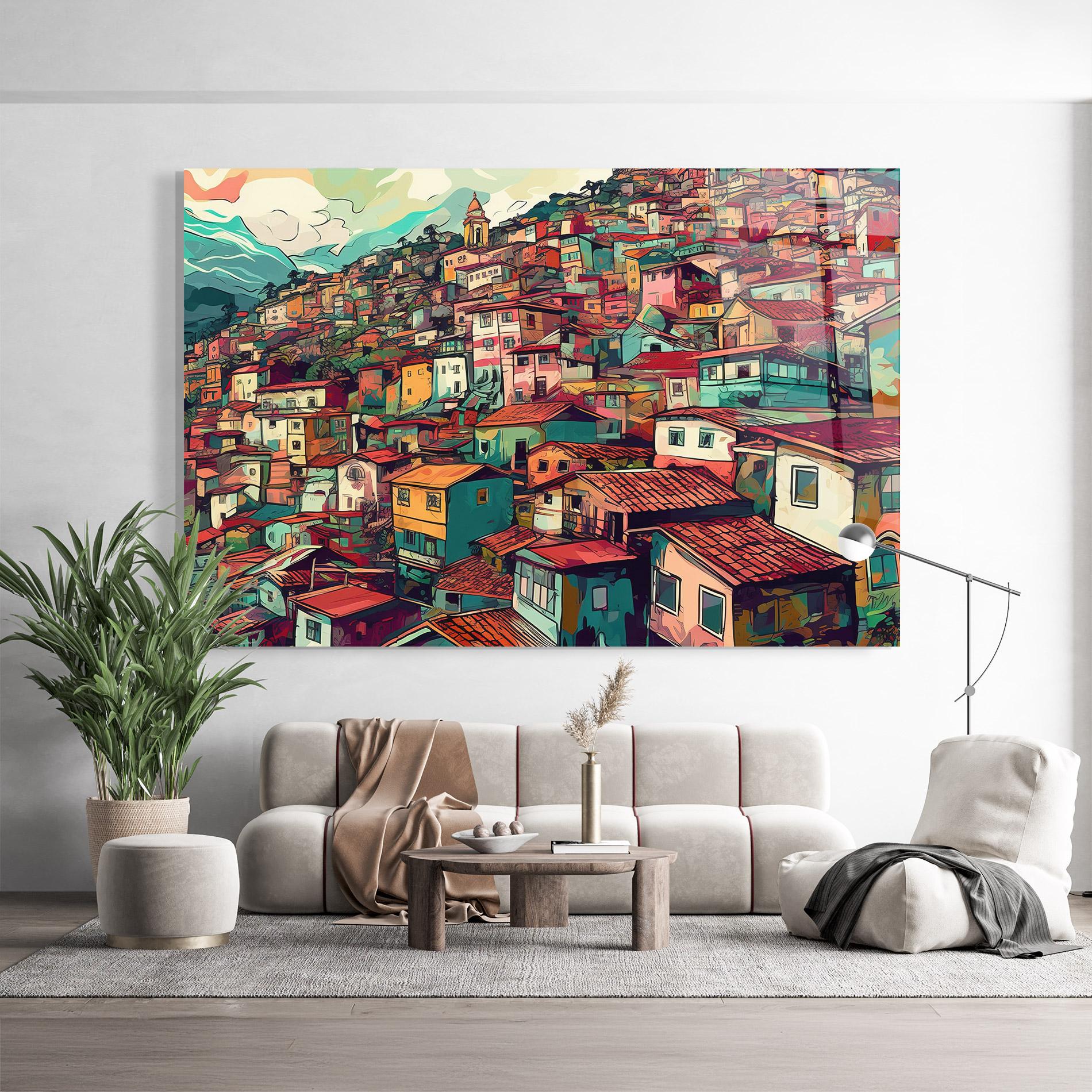 Üvegkép Old Houses Morning mockup 9