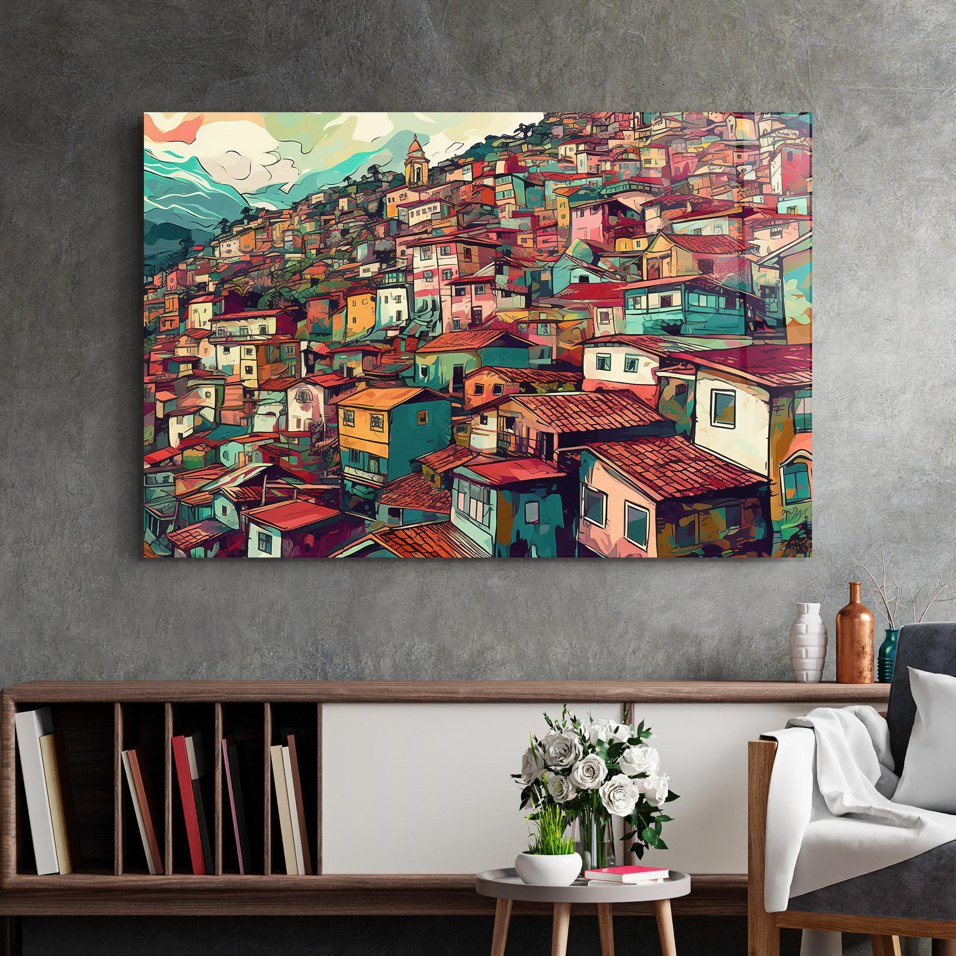 Üvegkép Old Houses Morning mockup 2