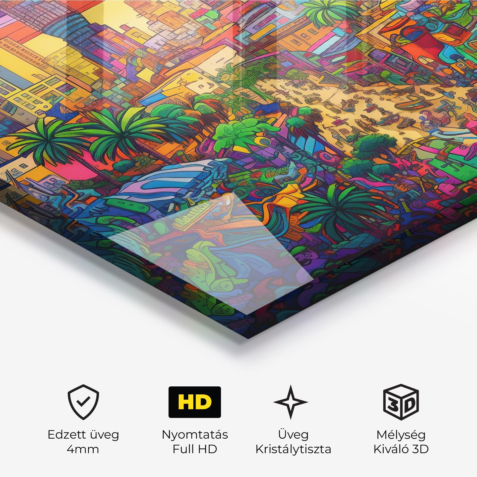 Üvegkép Colorful Mural City mockup 3