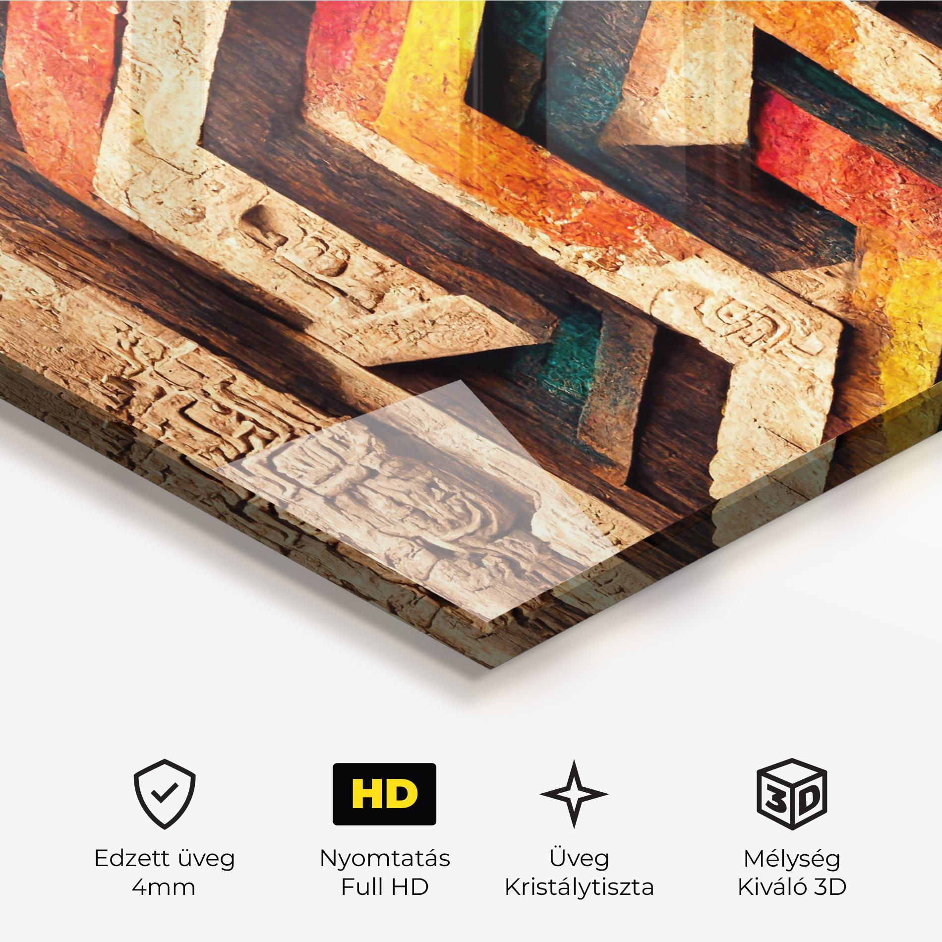 Üvegkép Mayan Style Wood mockup 3