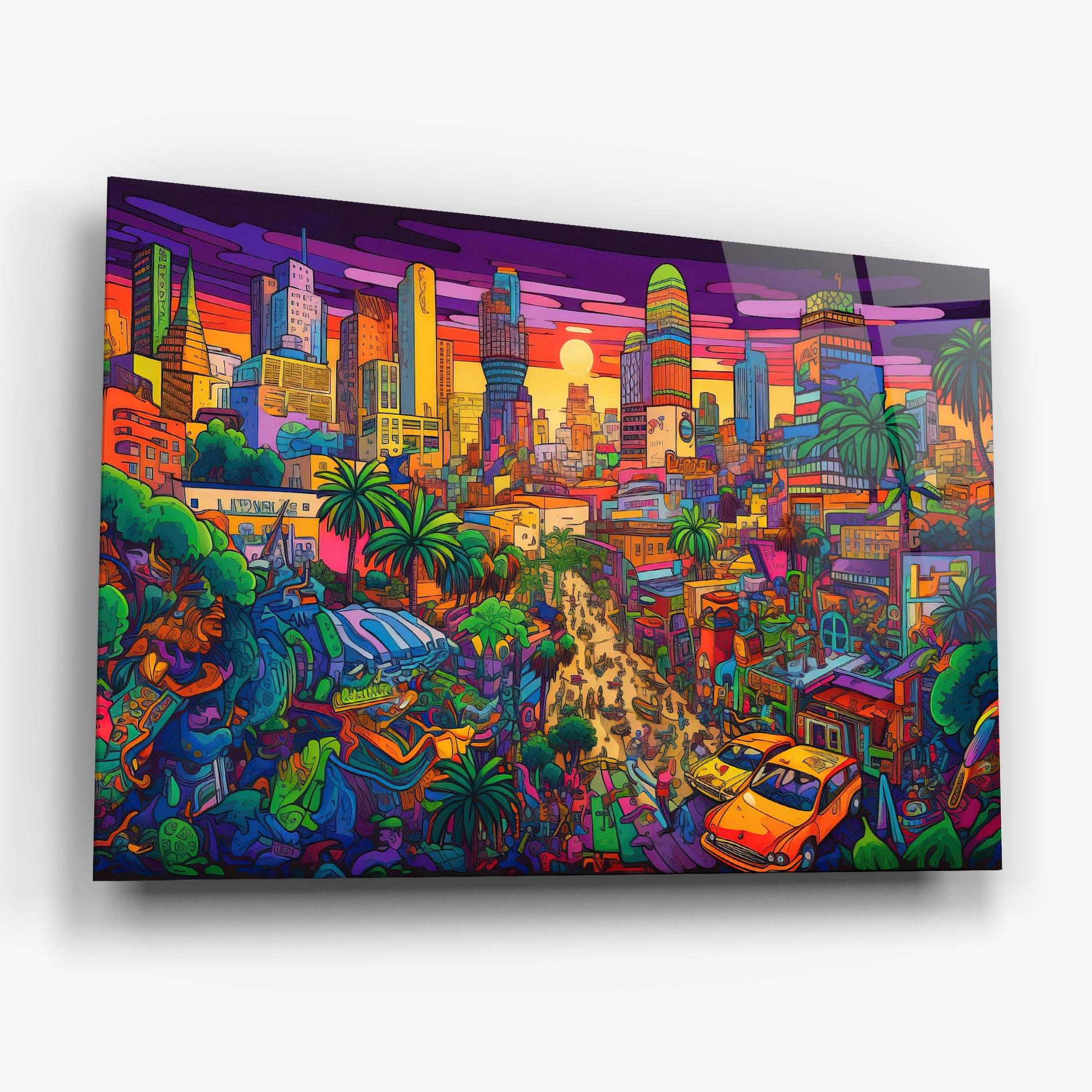 Üvegkép Colorful Mural City mockup 6