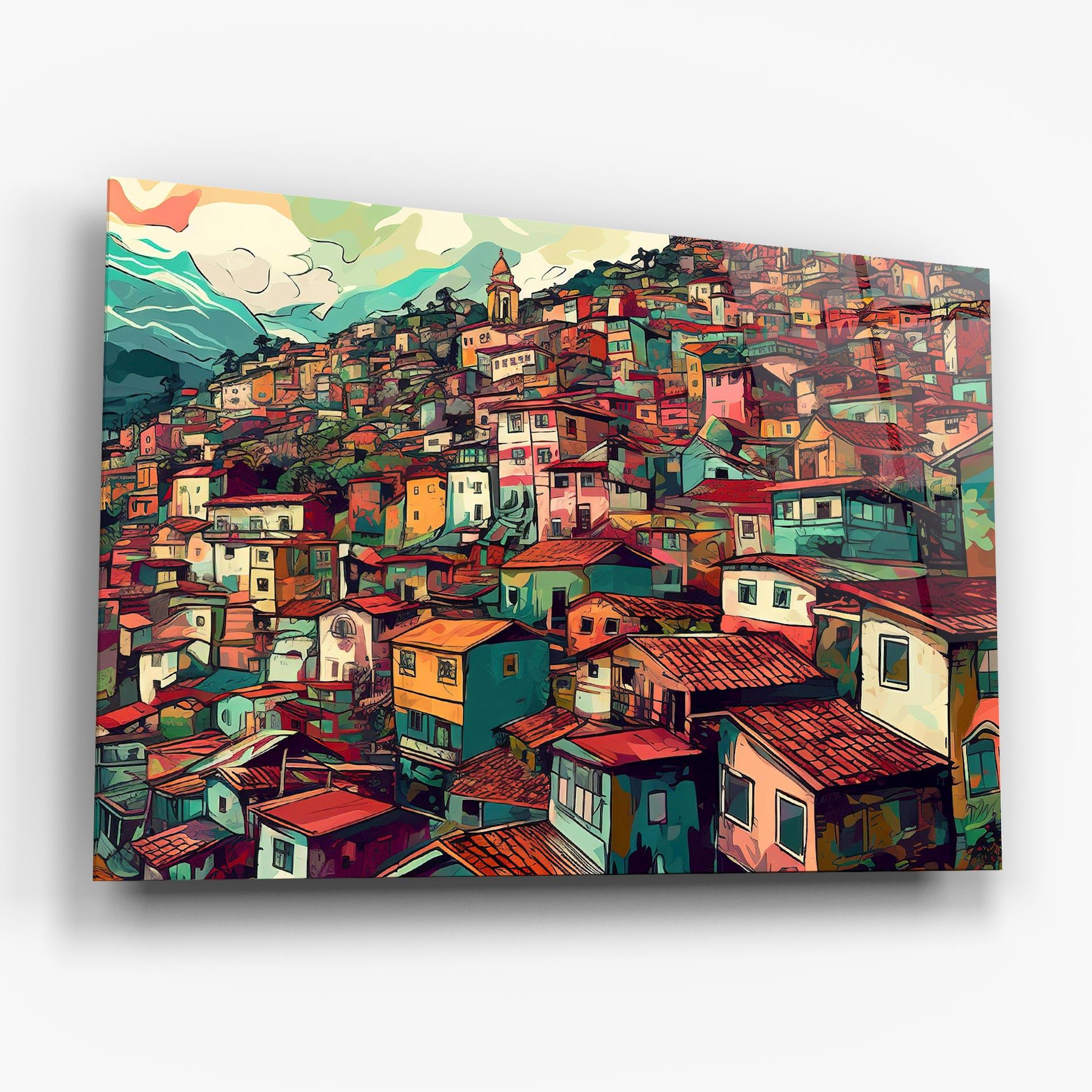 Üvegkép Old Houses Morning mockup 6