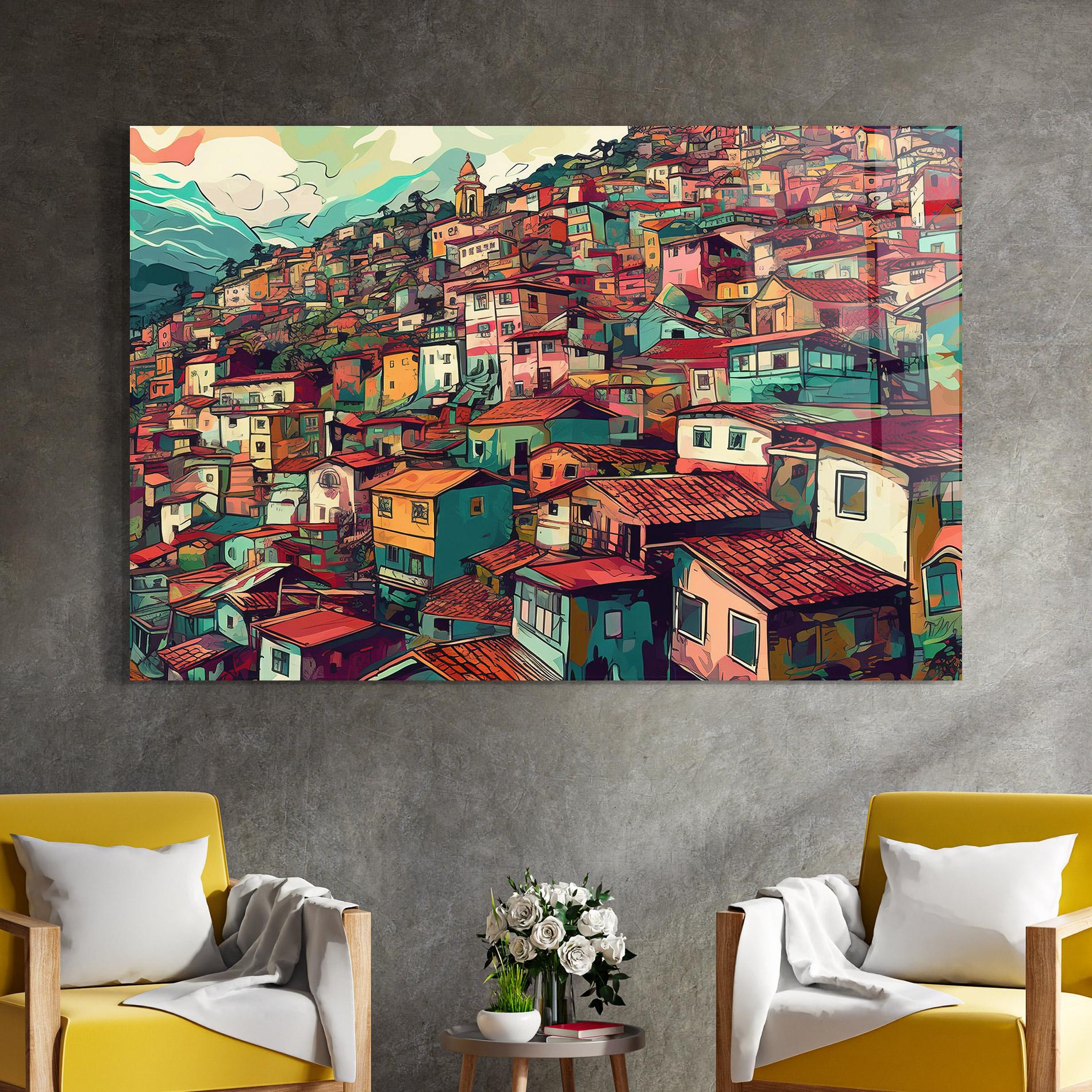 Üvegkép Old Houses Morning mockup 4