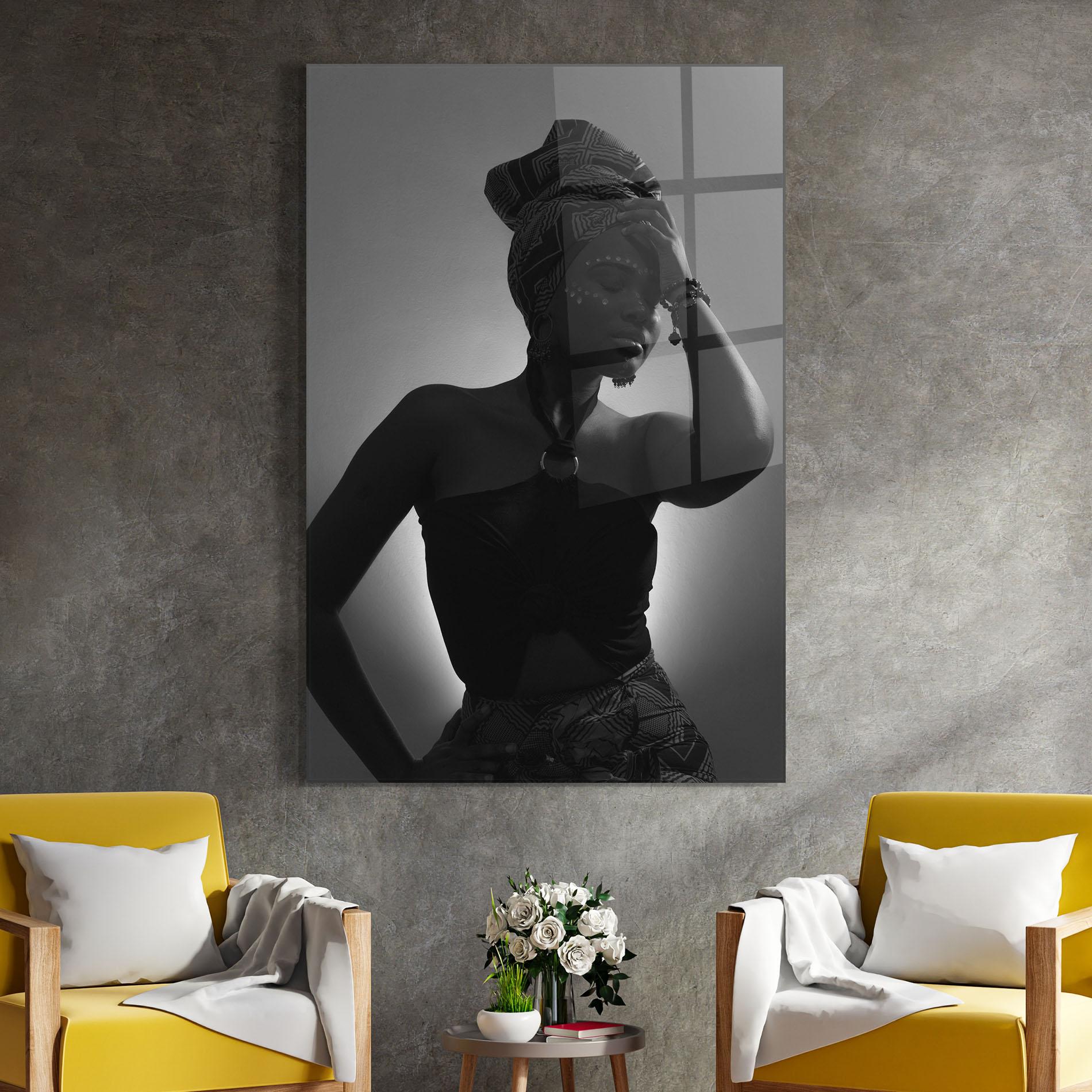 Üvegkép African Woman Shadow mockup 4