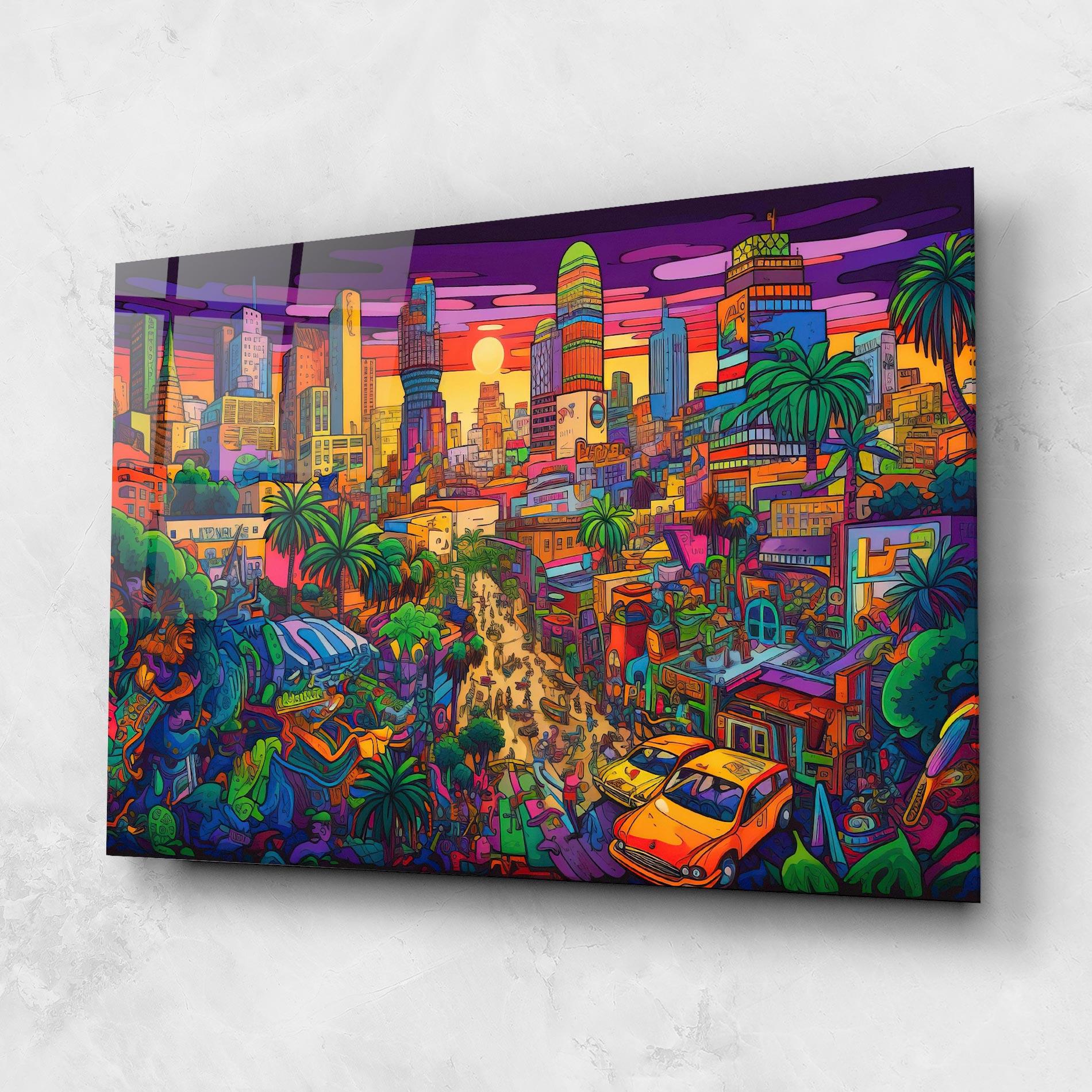 Üvegkép Colorful Mural City mockup 1