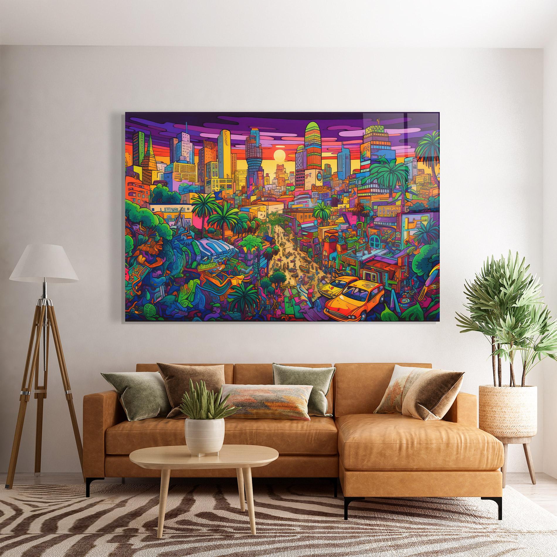 Üvegkép Colorful Mural City mockup 7