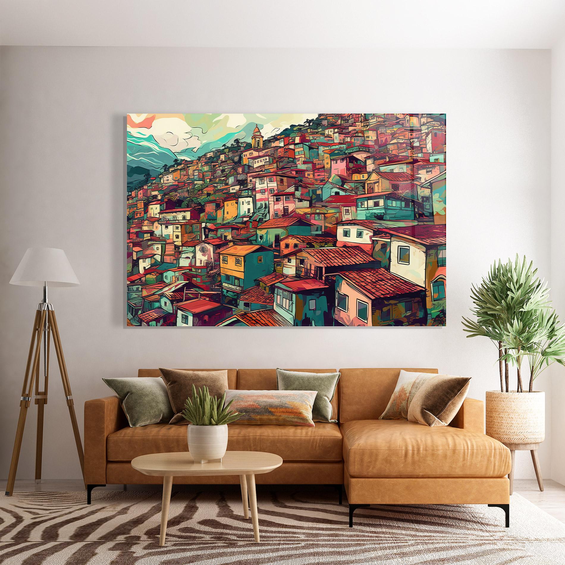 Üvegkép Old Houses Morning mockup 7