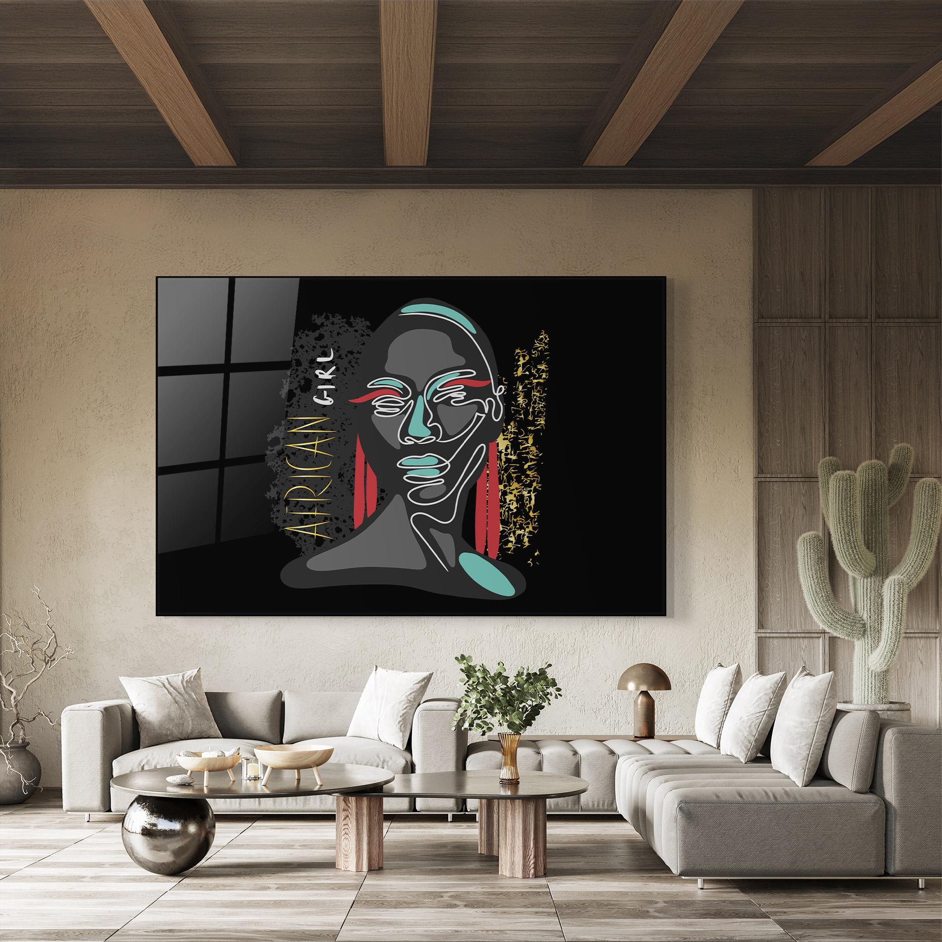 Üvegkép Gold African Girl mockup 8