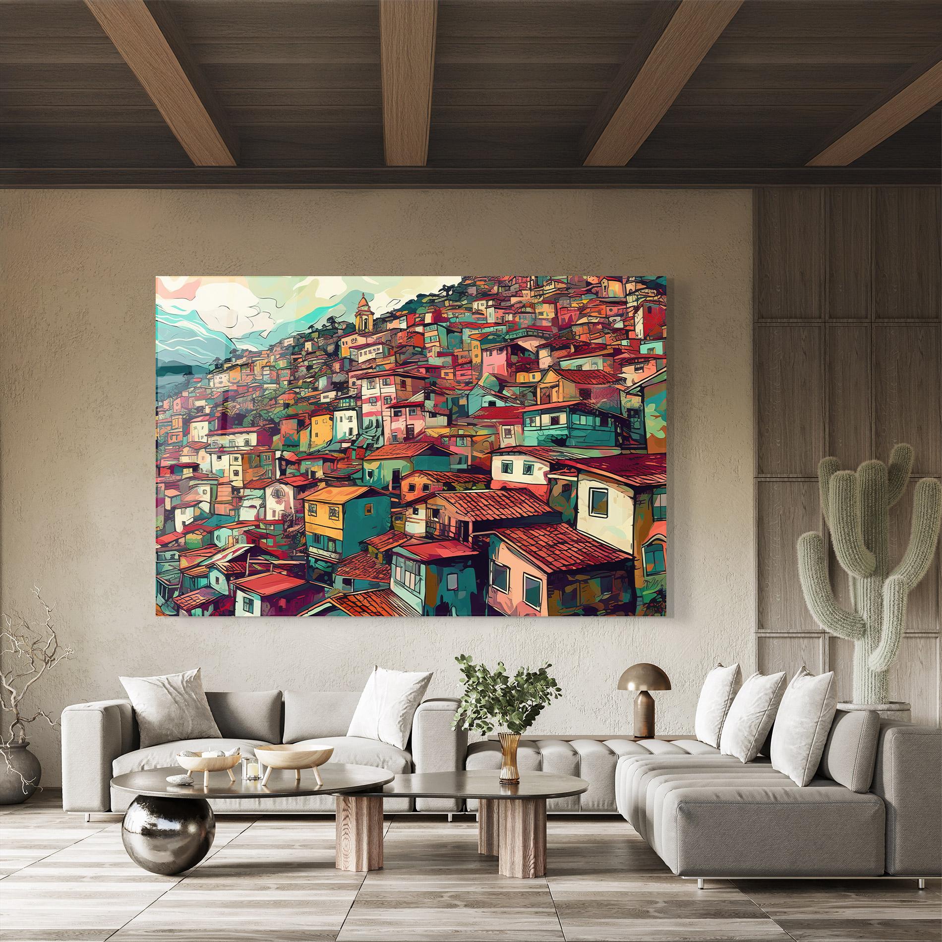 Üvegkép Old Houses Morning mockup 8