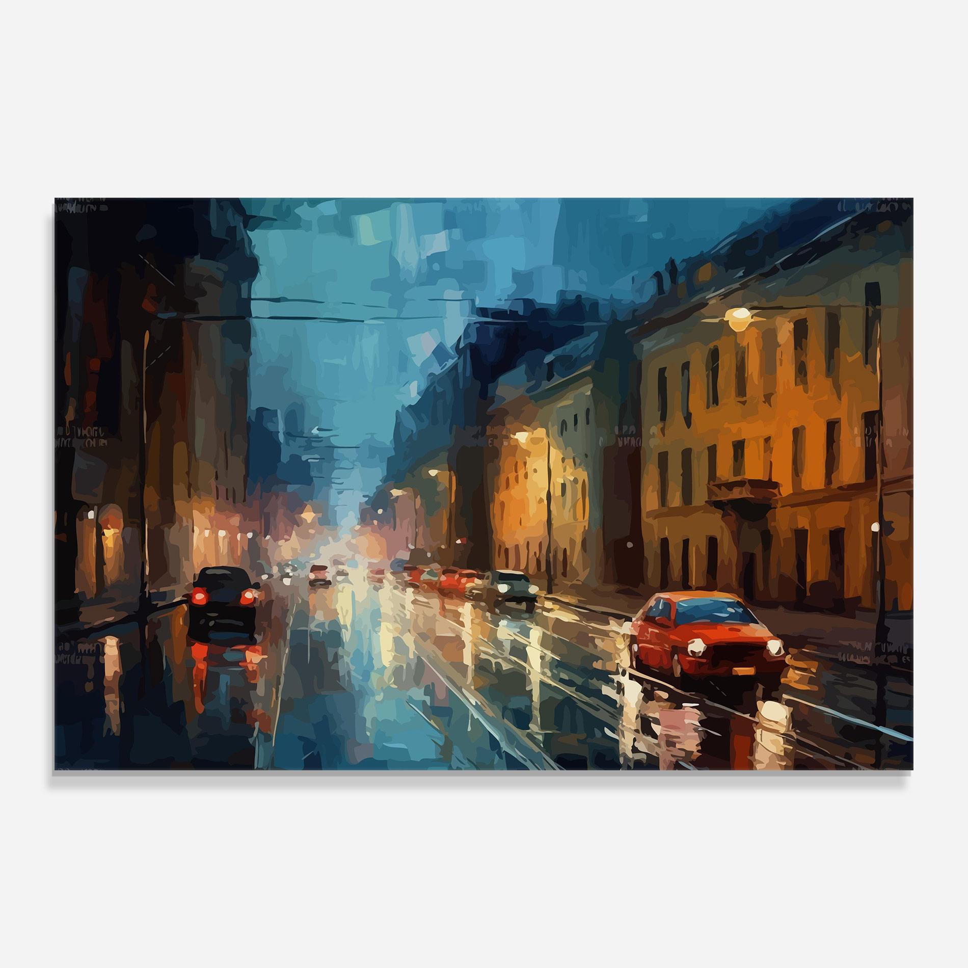 Üvegkép Red Car City Night mockup 0