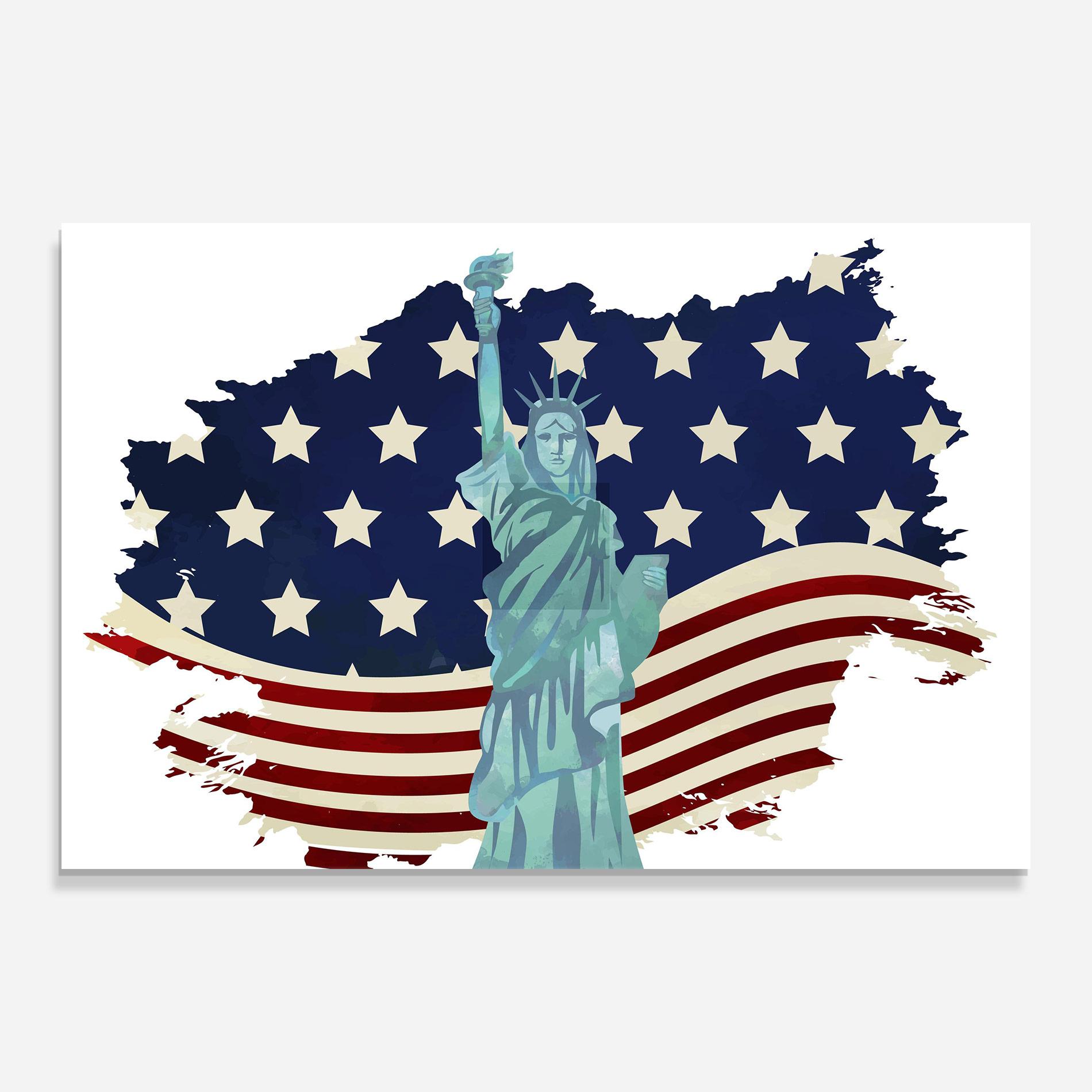 Üvegkép Usa Flag Statue mockup 0