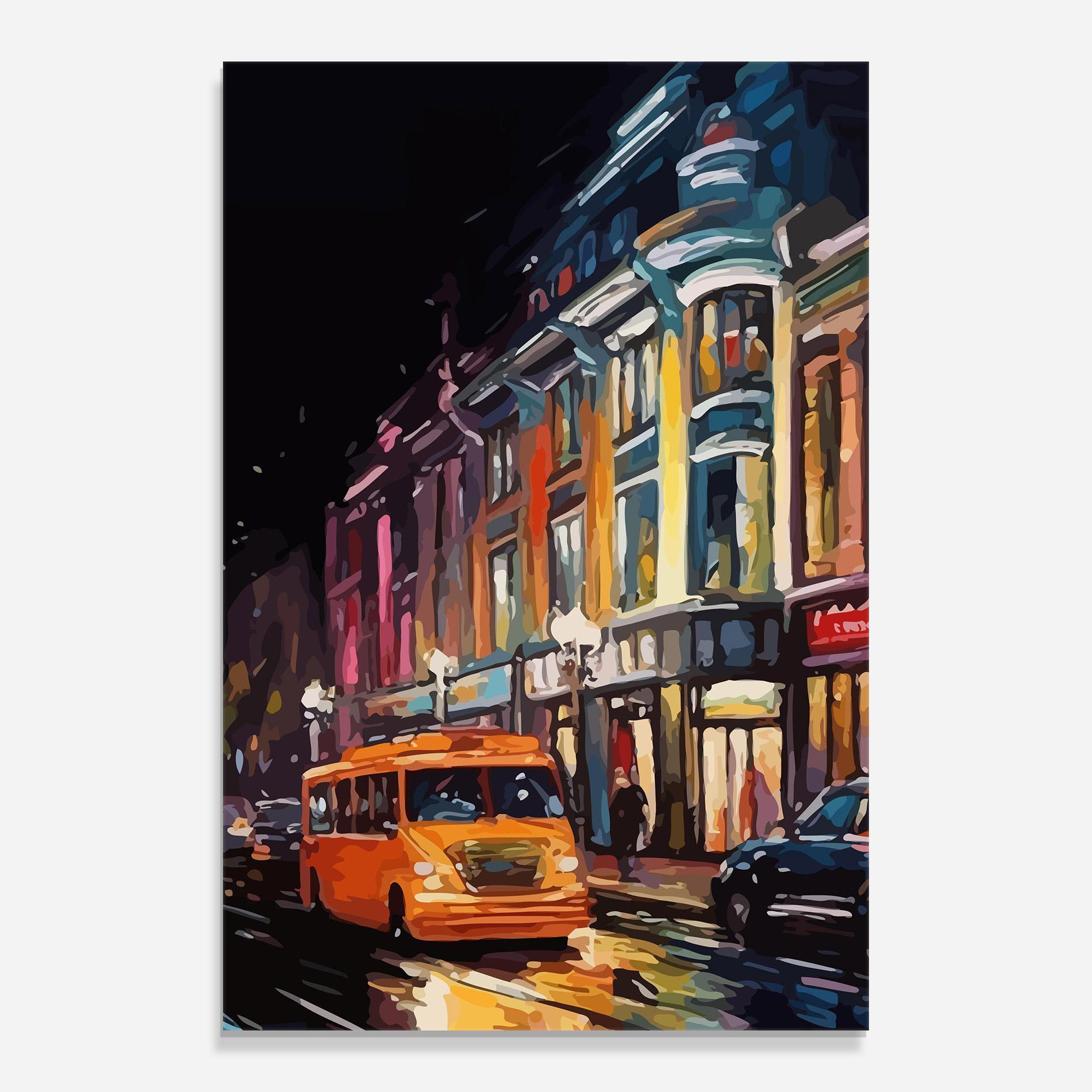 Üvegkép Yellow Car City Art mockup 0