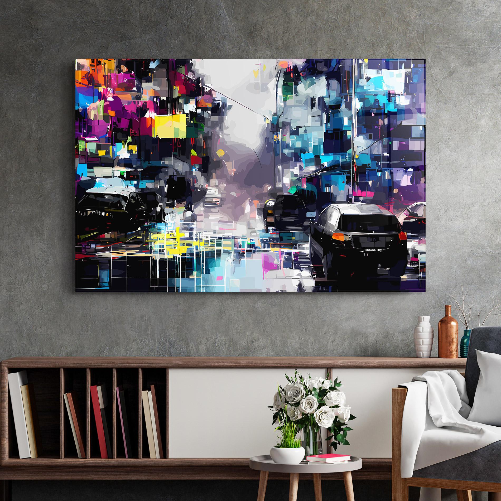 Üvegkép Grunge City Street mockup 2