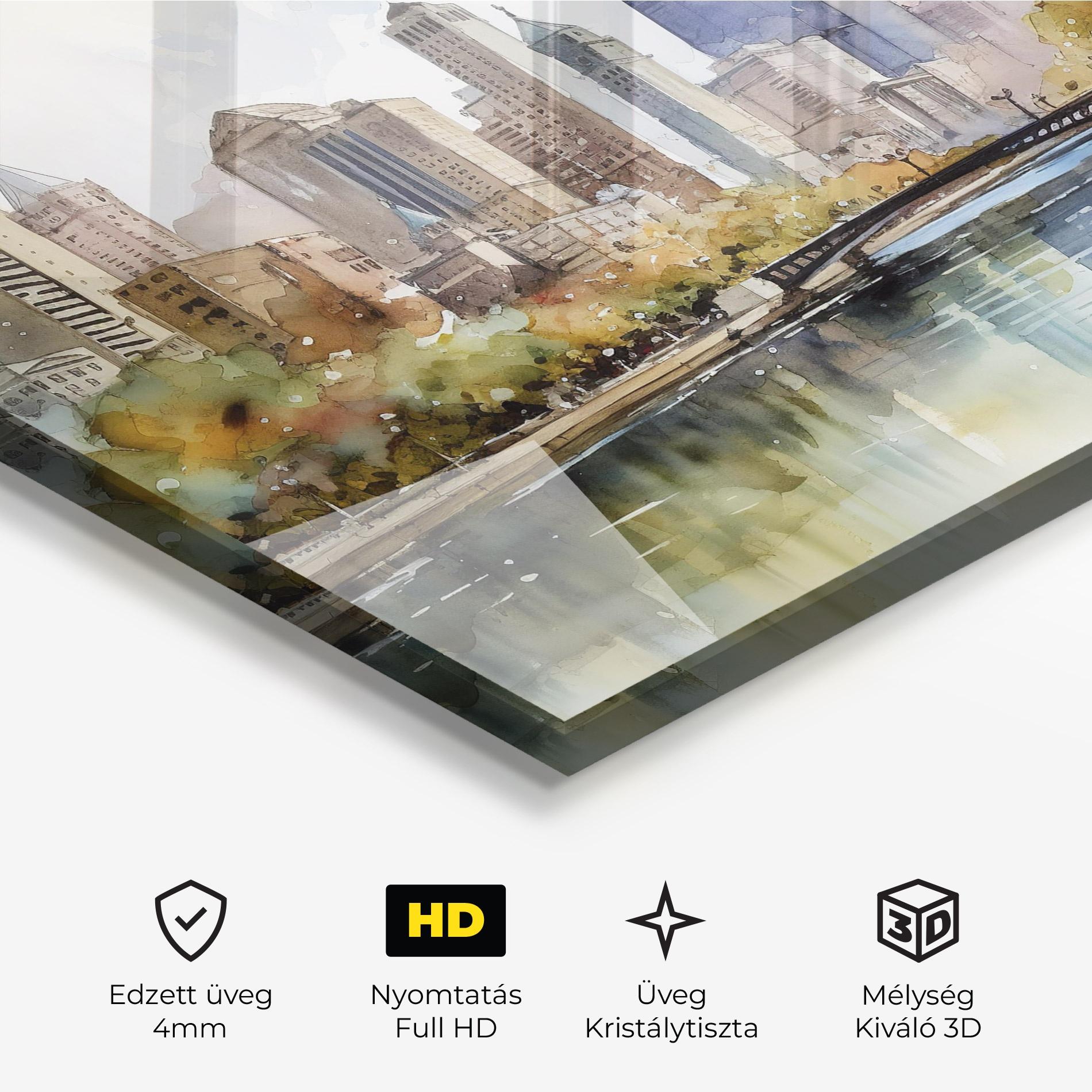 Üvegkép City Skyline Painting mockup 3
