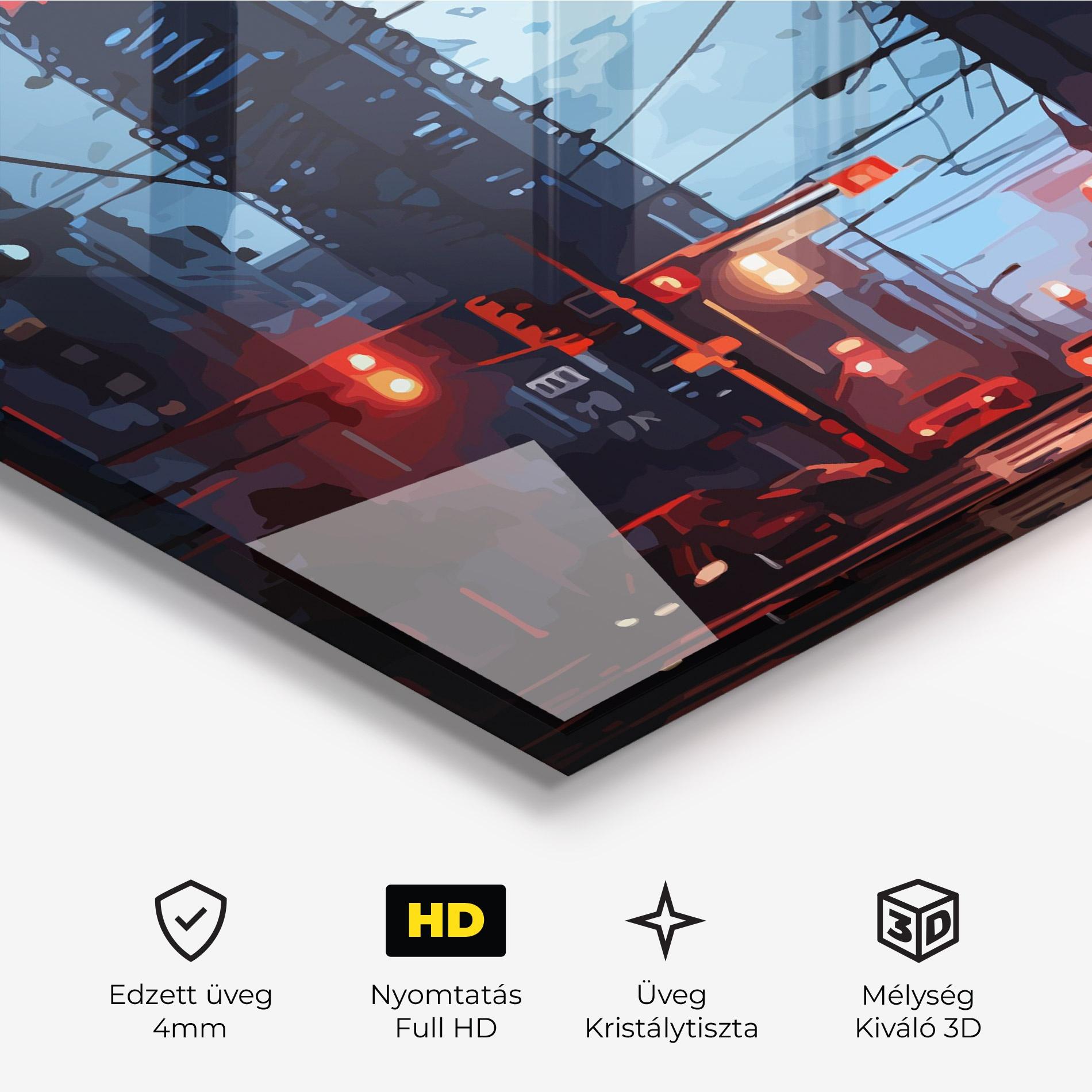 Üvegkép Red City Light mockup 3