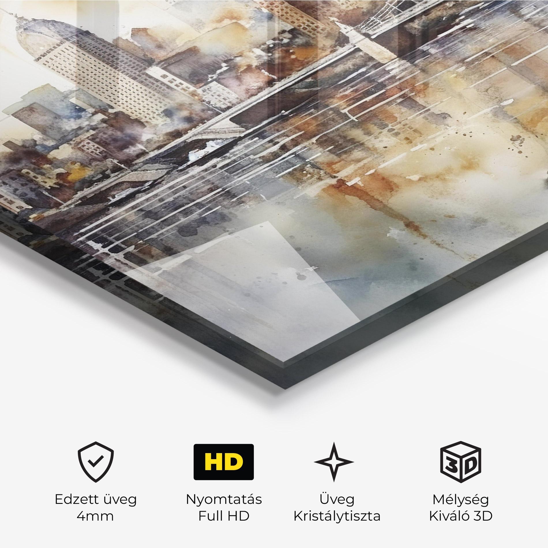 Üvegkép Watercolor Skyline mockup 3