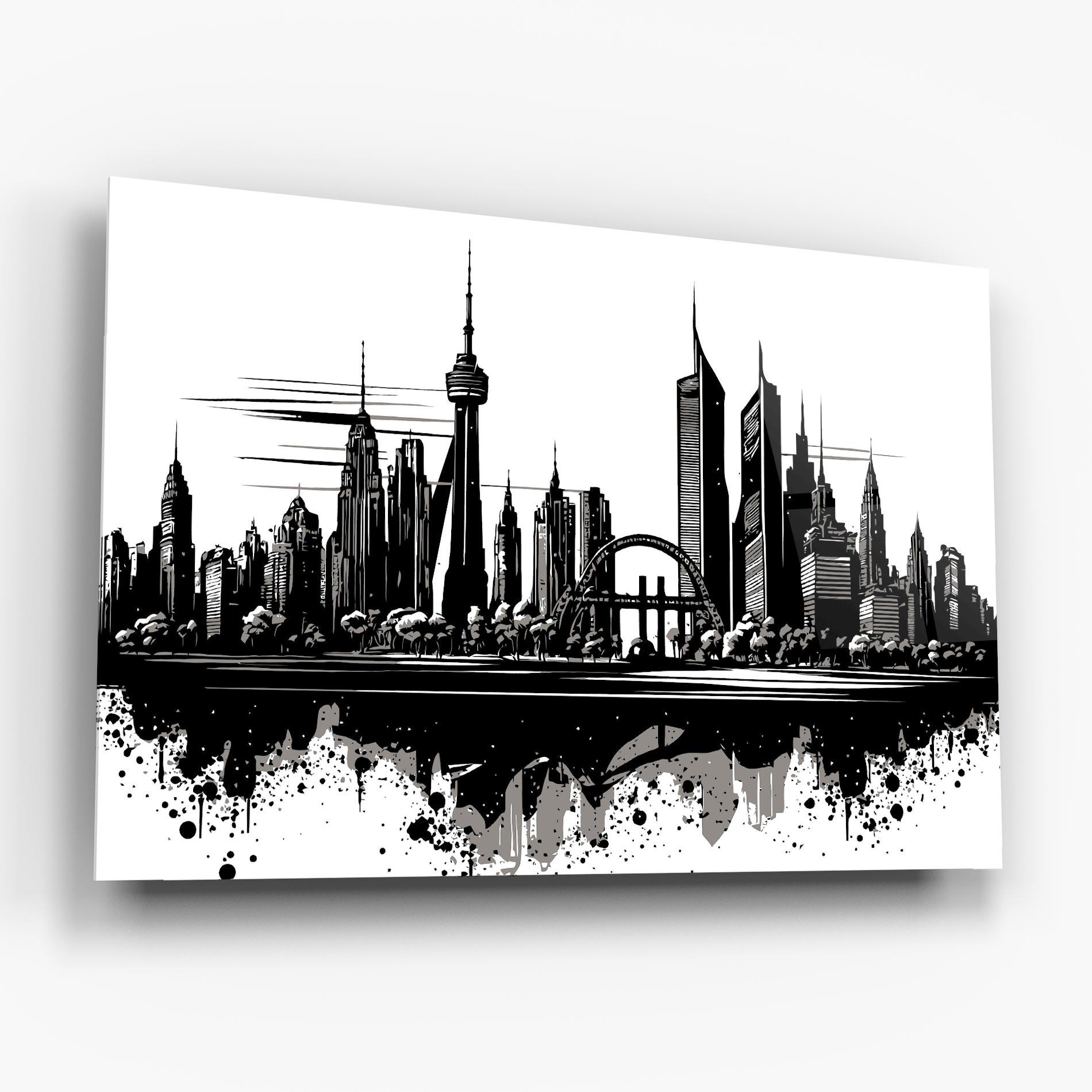 Üvegkép Black Ink City mockup 6