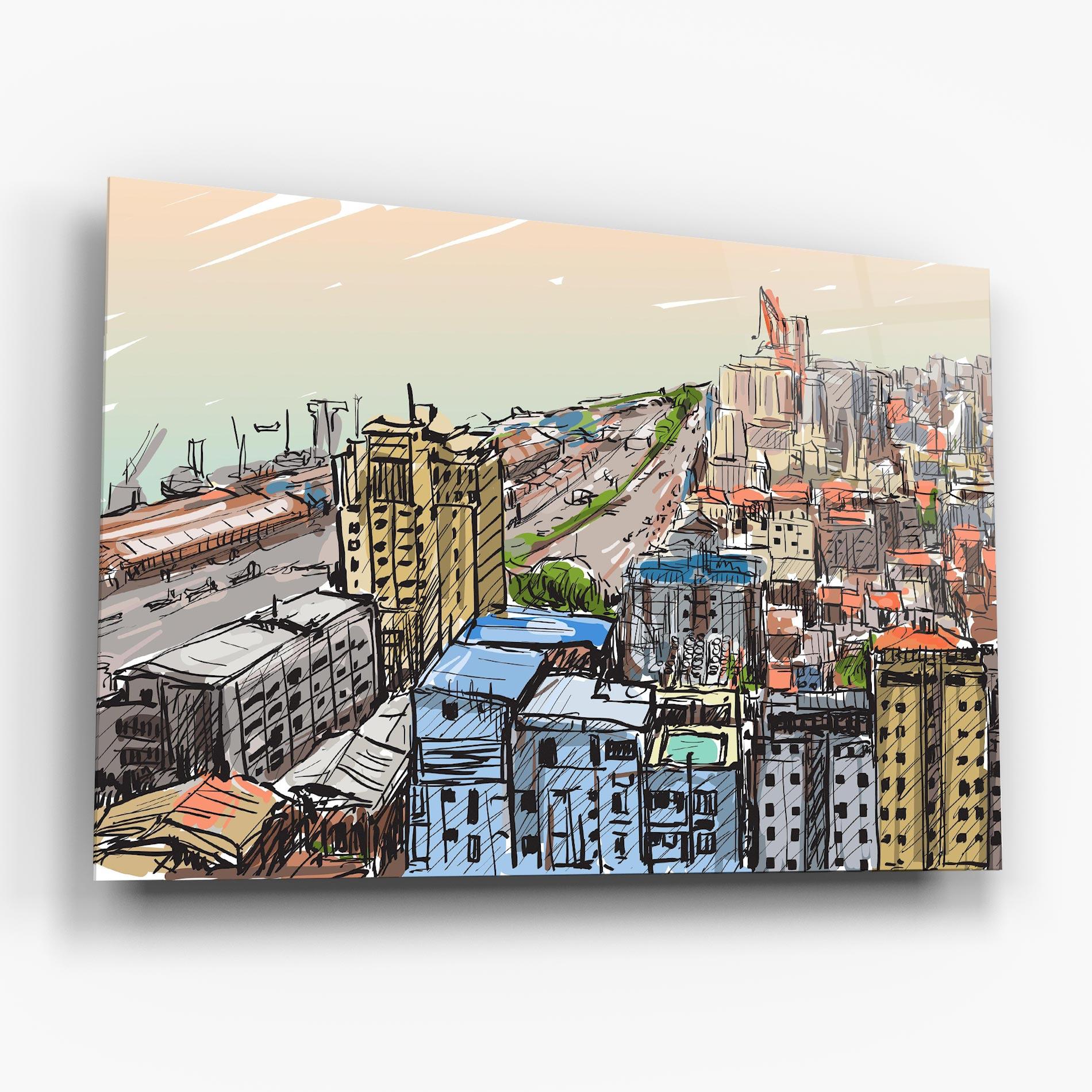 Üvegkép Colorful City Drawing mockup 6