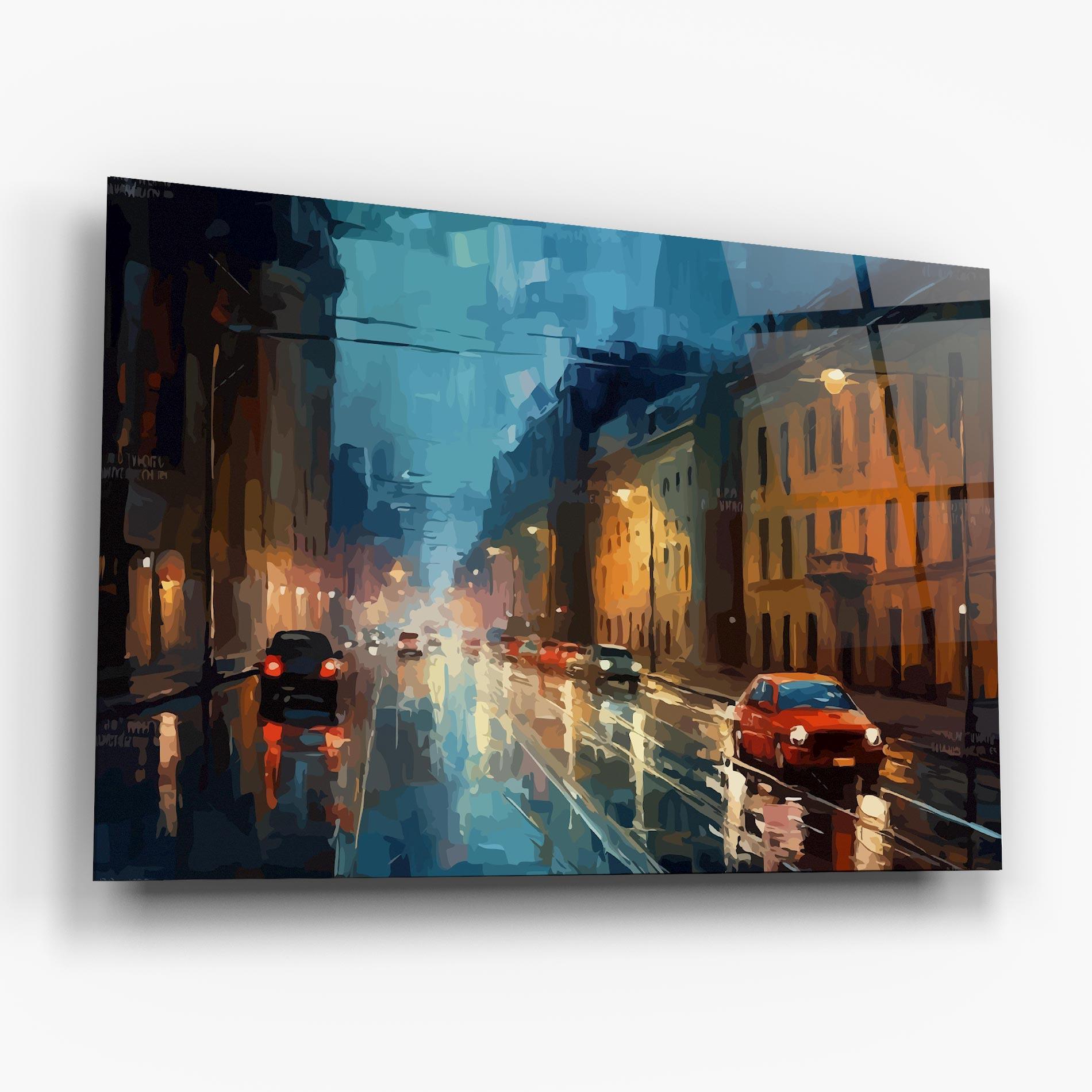 Üvegkép Red Car City Night mockup 6