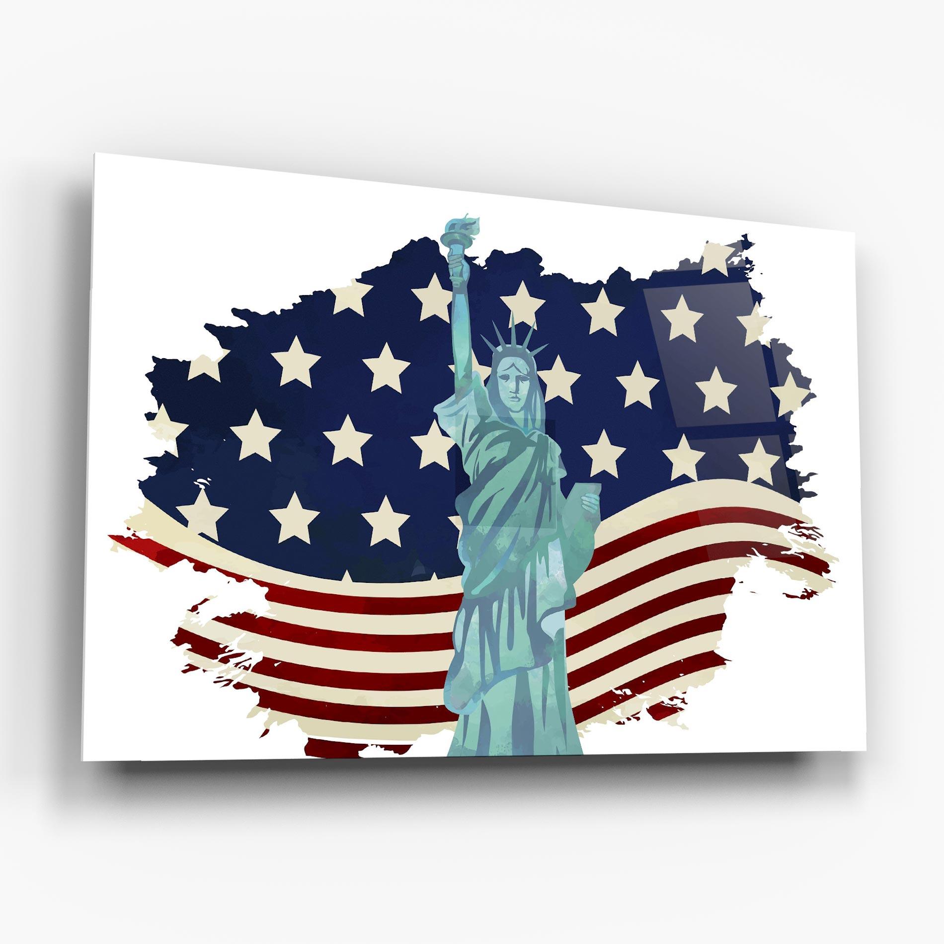 Üvegkép Usa Flag Statue mockup 6