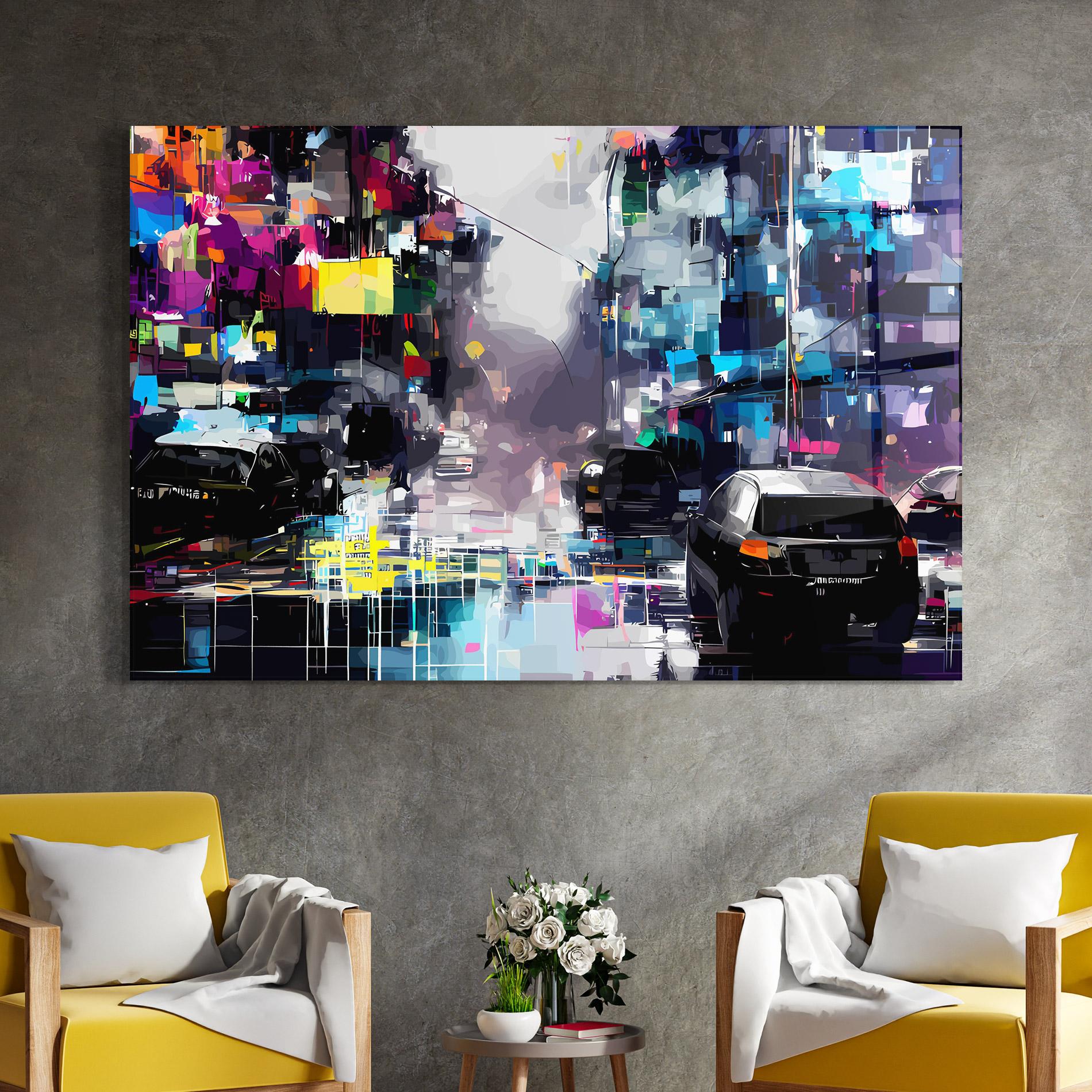 Üvegkép Grunge City Street mockup 4