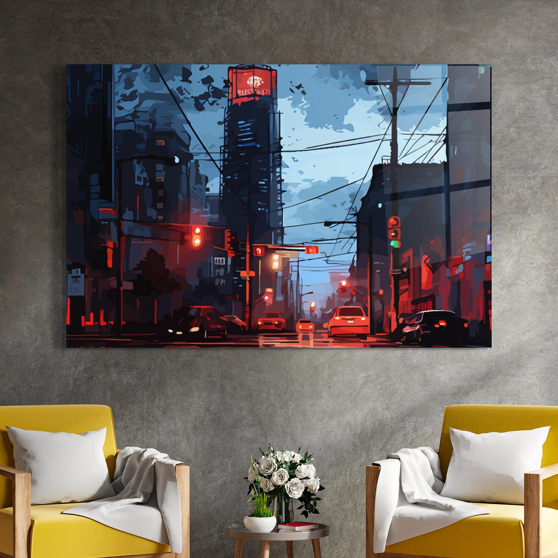 Üvegkép Red City Light mockup 4