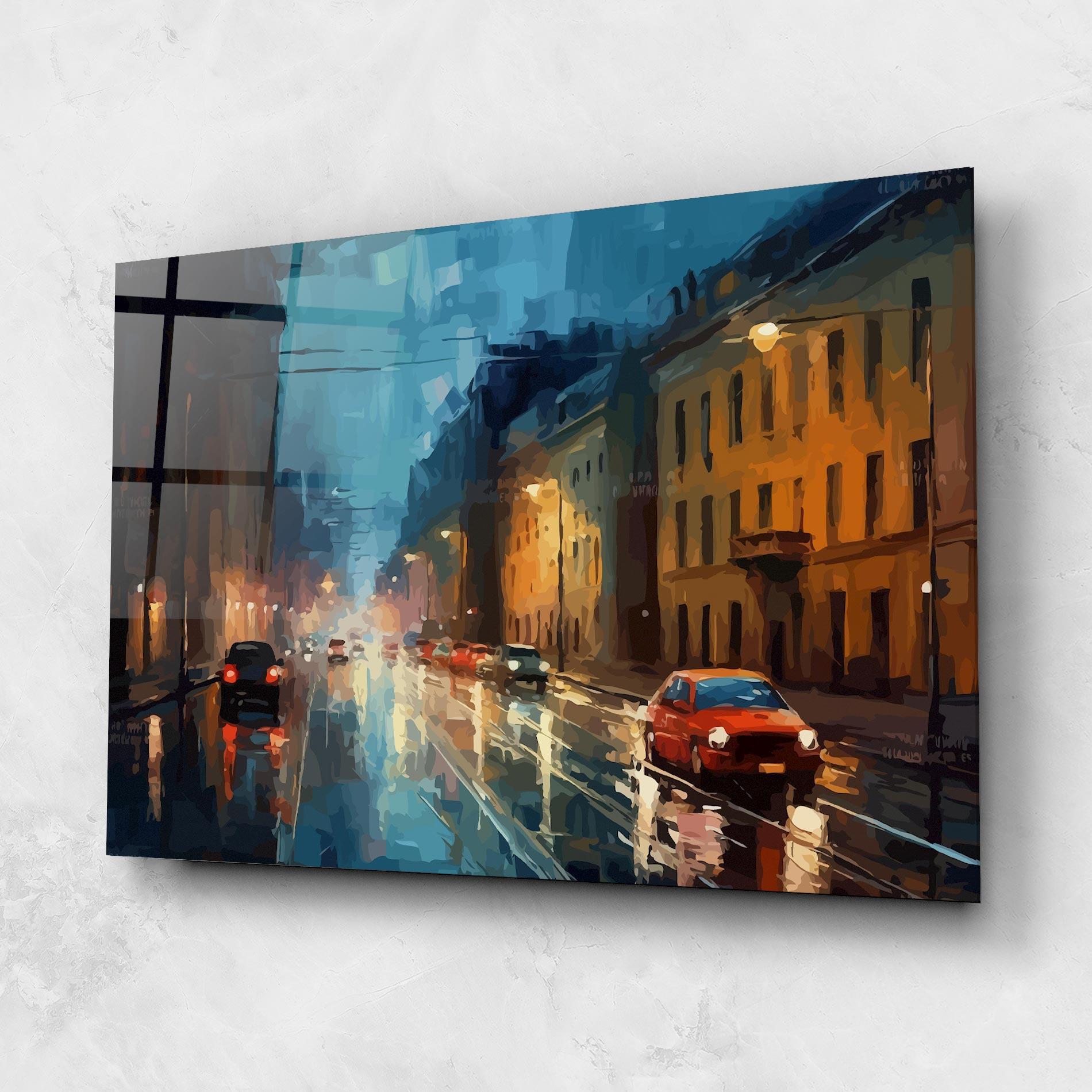 Üvegkép Red Car City Night mockup 1