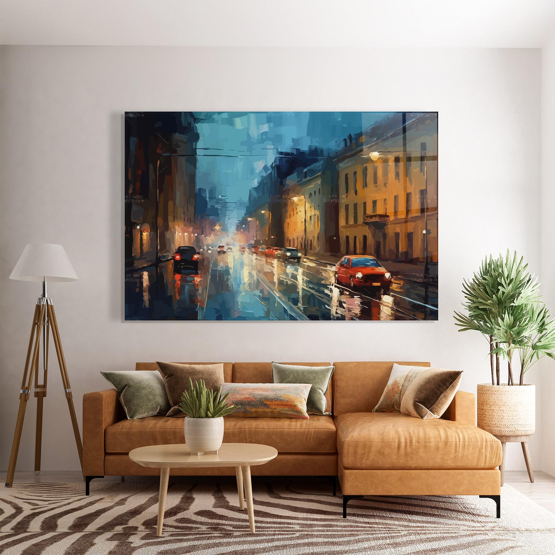 Üvegkép Red Car City Night mockup 7