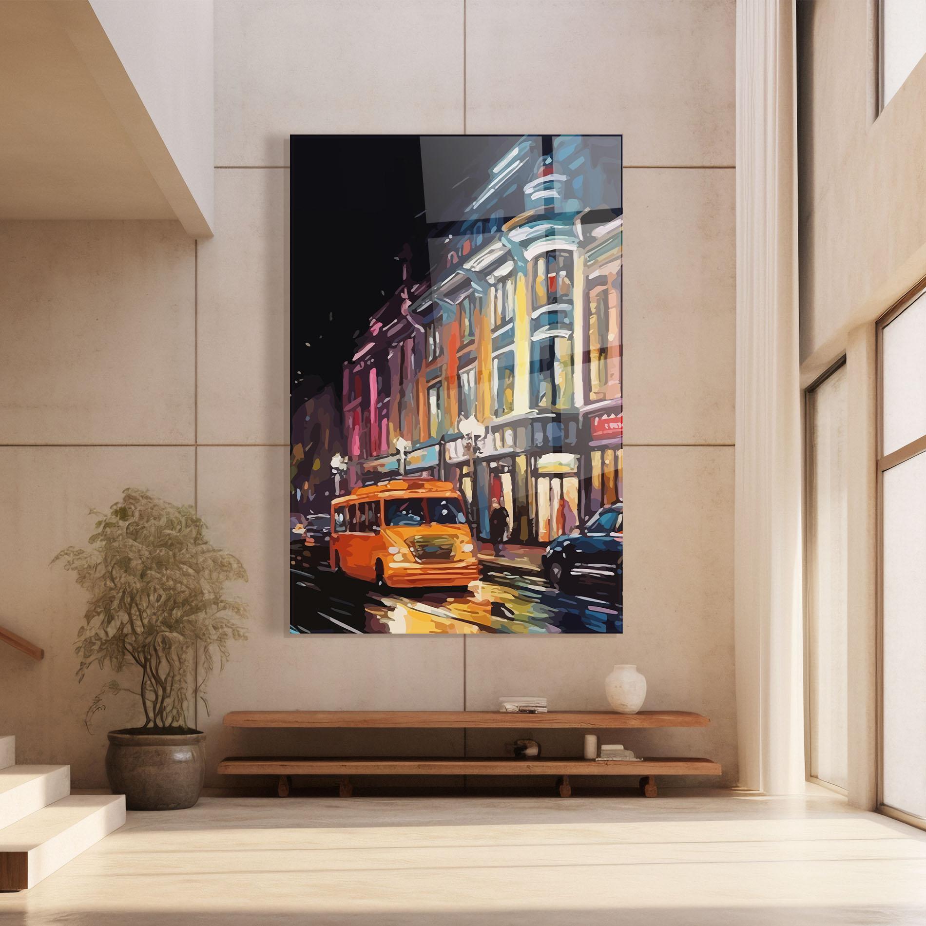Üvegkép Yellow Car City Art mockup 8