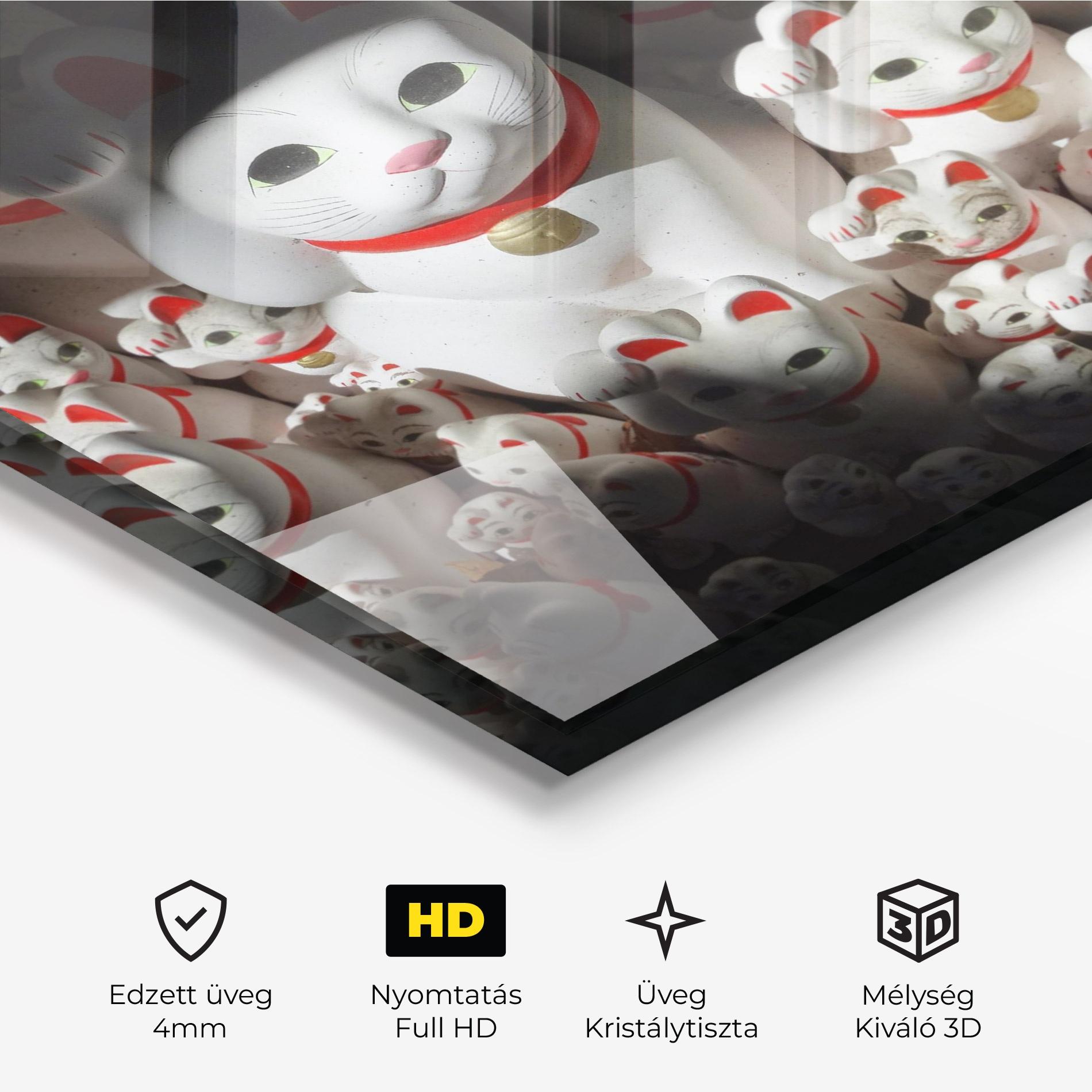 Üvegkép White Lucky Cats mockup 3